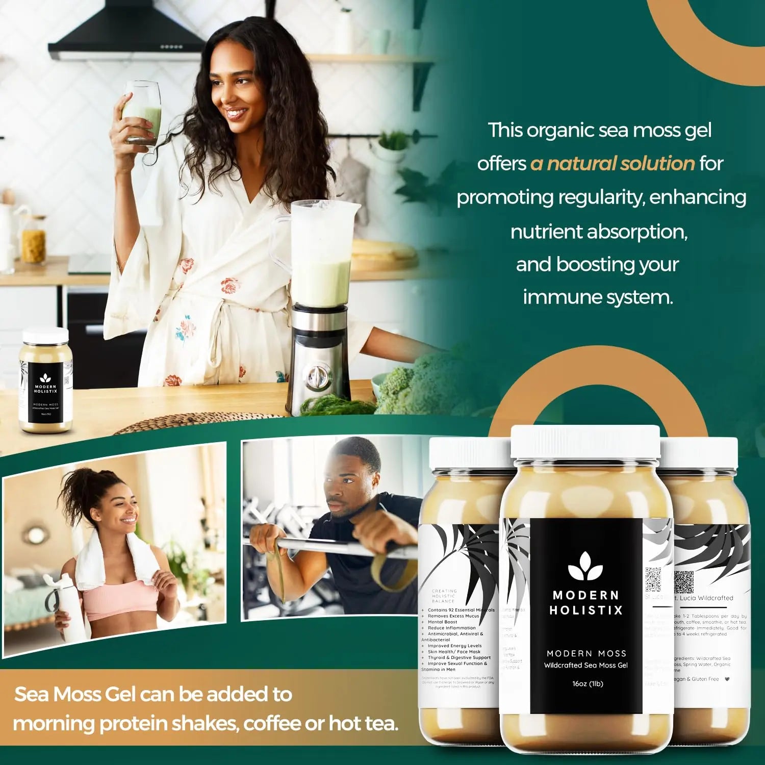 Modern Holistix Original Sea Moss Gel – 32oz Jar | Wildcrafted | All-Natural Superfood for Immunity, Energy & Gut Health Modern Holistix uk supplements
