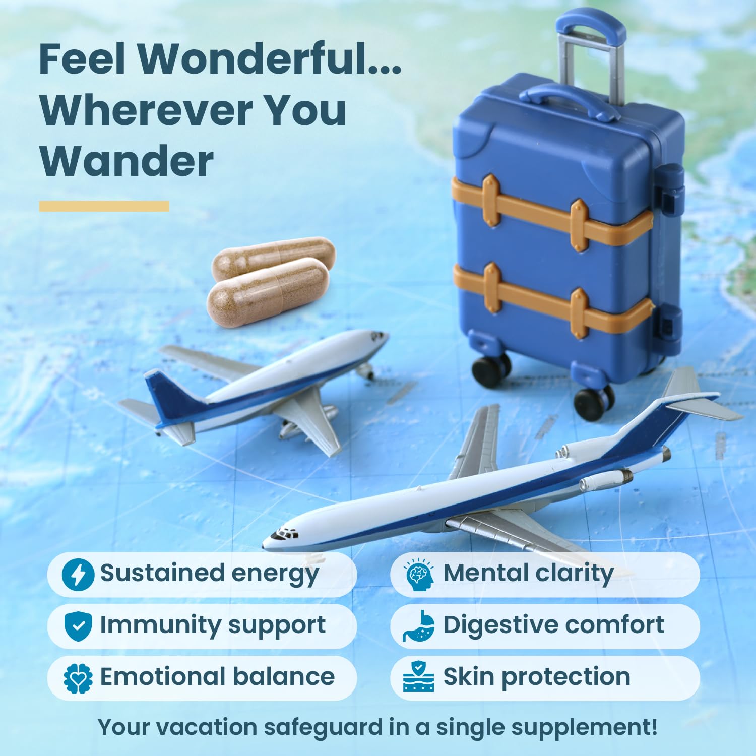 Natural Travel Pills - Traveling Supplement for Jet Lag Relief, Digestion, Immunity, Energy, Sleep, Circulation - Vacation and Long Flight Essentials for Men and Women - 30 Day Supply TravelVita uk supplements