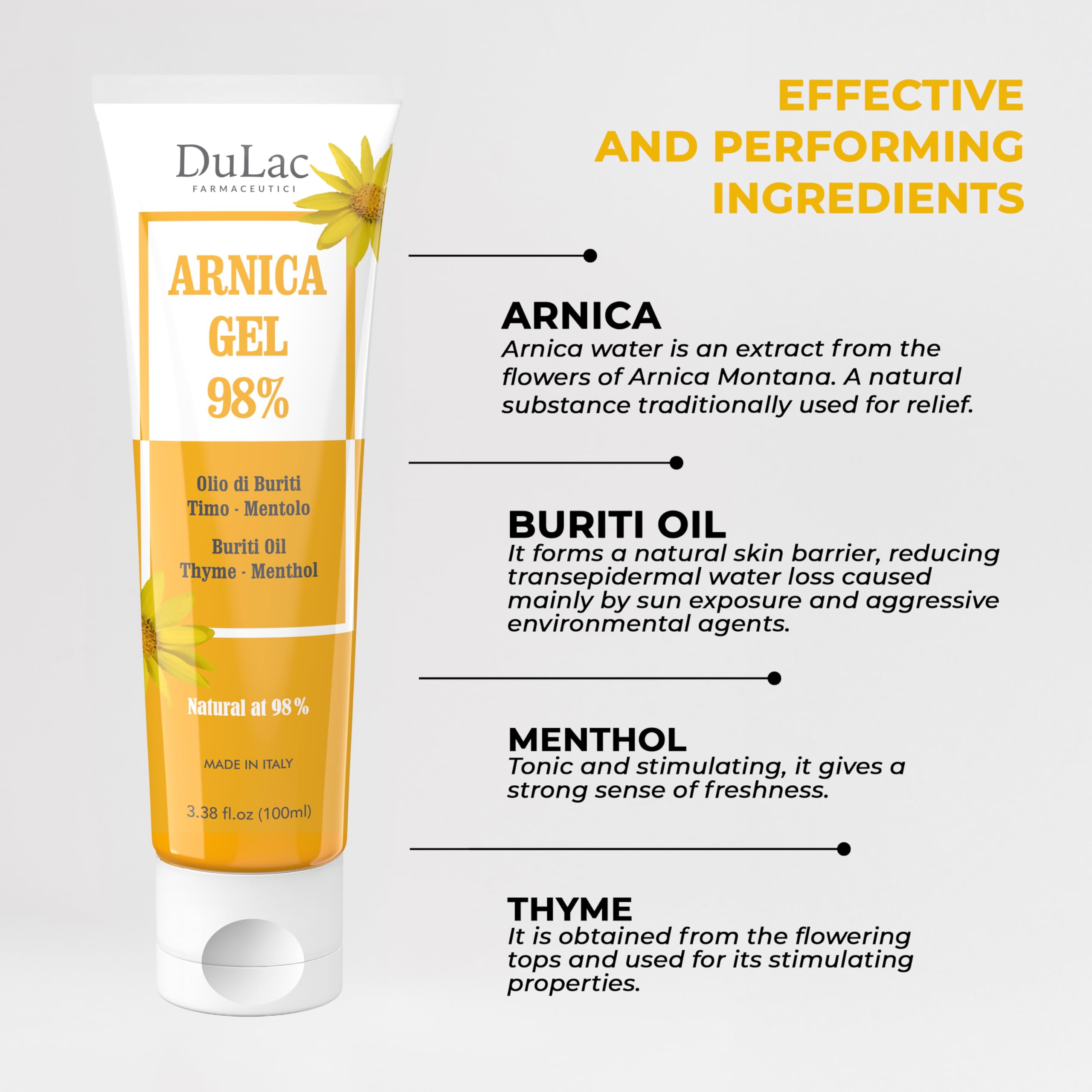 Dulac Arnica Body Massage Gel – Water-Based Cosmetic Massage Gel with Arnica Montana, Fast-Absorbing Lightweight Texture, Non-Greasy Feel, Dermatologically Tested, 3.38 Fl Oz DULÀC FARMACEUTICI 1982 uk supplements