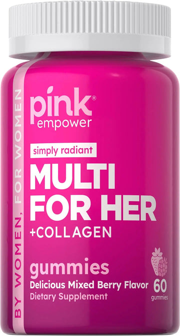 PINK Multivitamin Gummies for Women | Non-GMO & Gluten Free | Plus Collagen & Biotin | Mixed Berry Flavor PINK uk supplements