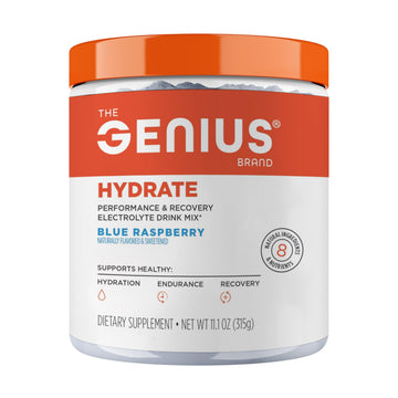 The Genius Brand Genius Hydrate - Electrolyte Supplement for Daily Hydration - Coconut Water - Sugar-Free - 8 Essential Minerals & Nutrients - Non-GMO - Blue Raspberry - 50 Servings The Genius Brand uk supplements