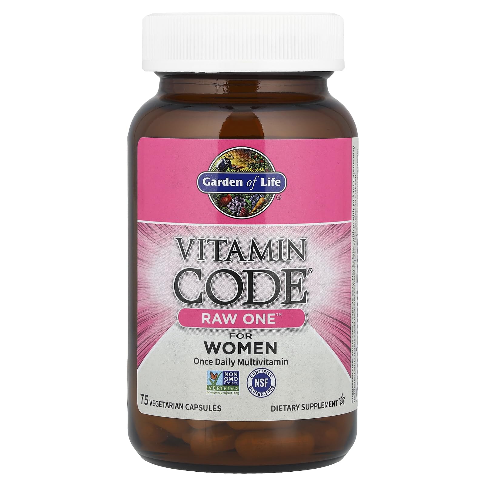 Garden of Life Vitamin Code Raw One for Women, Once Daily Women's Multivitamin - 75 Capsules, One a Day Vitamins Whole Food Iron,
