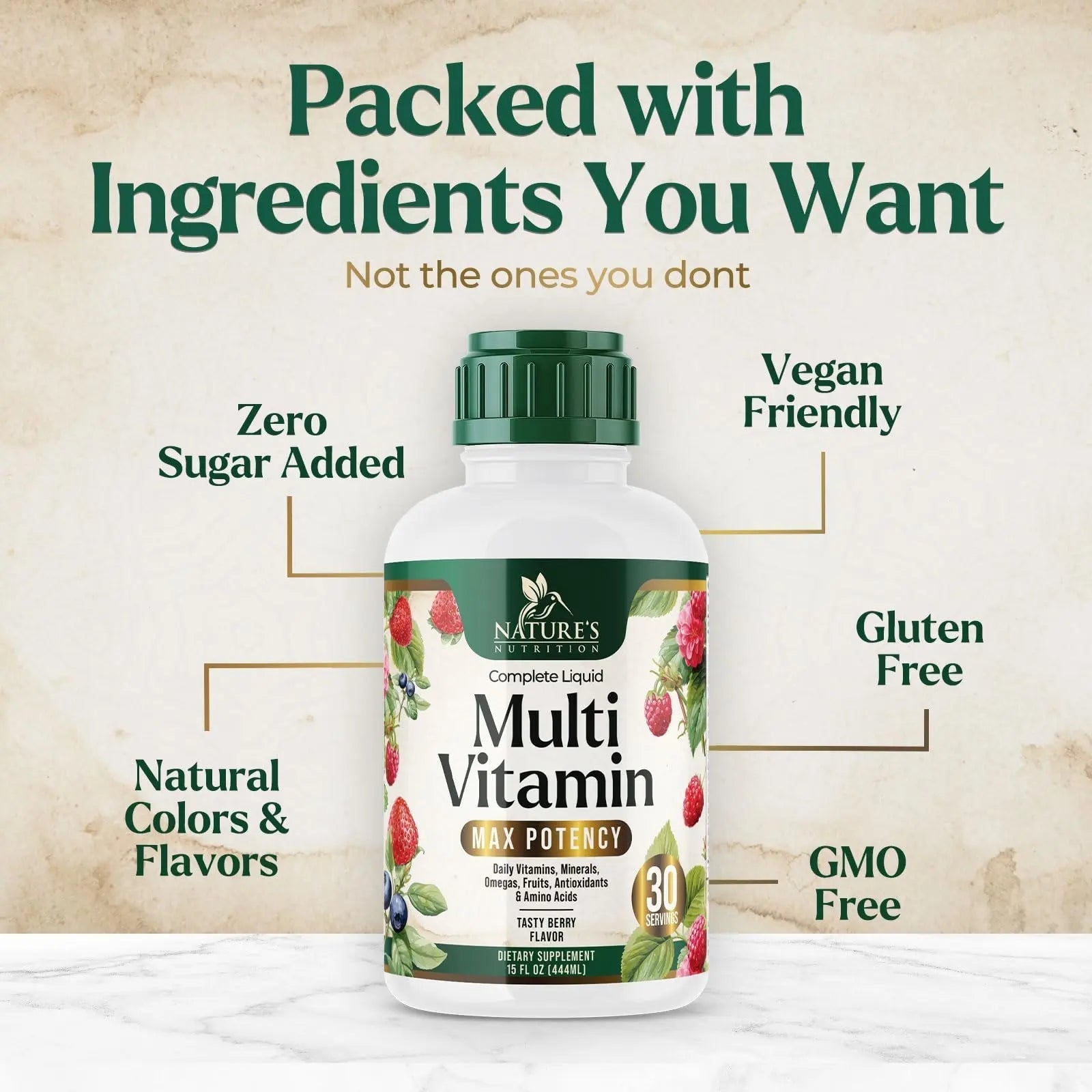Liquid Multivitamin - Sugar Free Daily Multi Vitamin for Women, Men & Kids, Vitamins A, C, D, B-12, Biotin & Zinc - Supports Faster Hair Growth Nature's Nutrition uk supplements