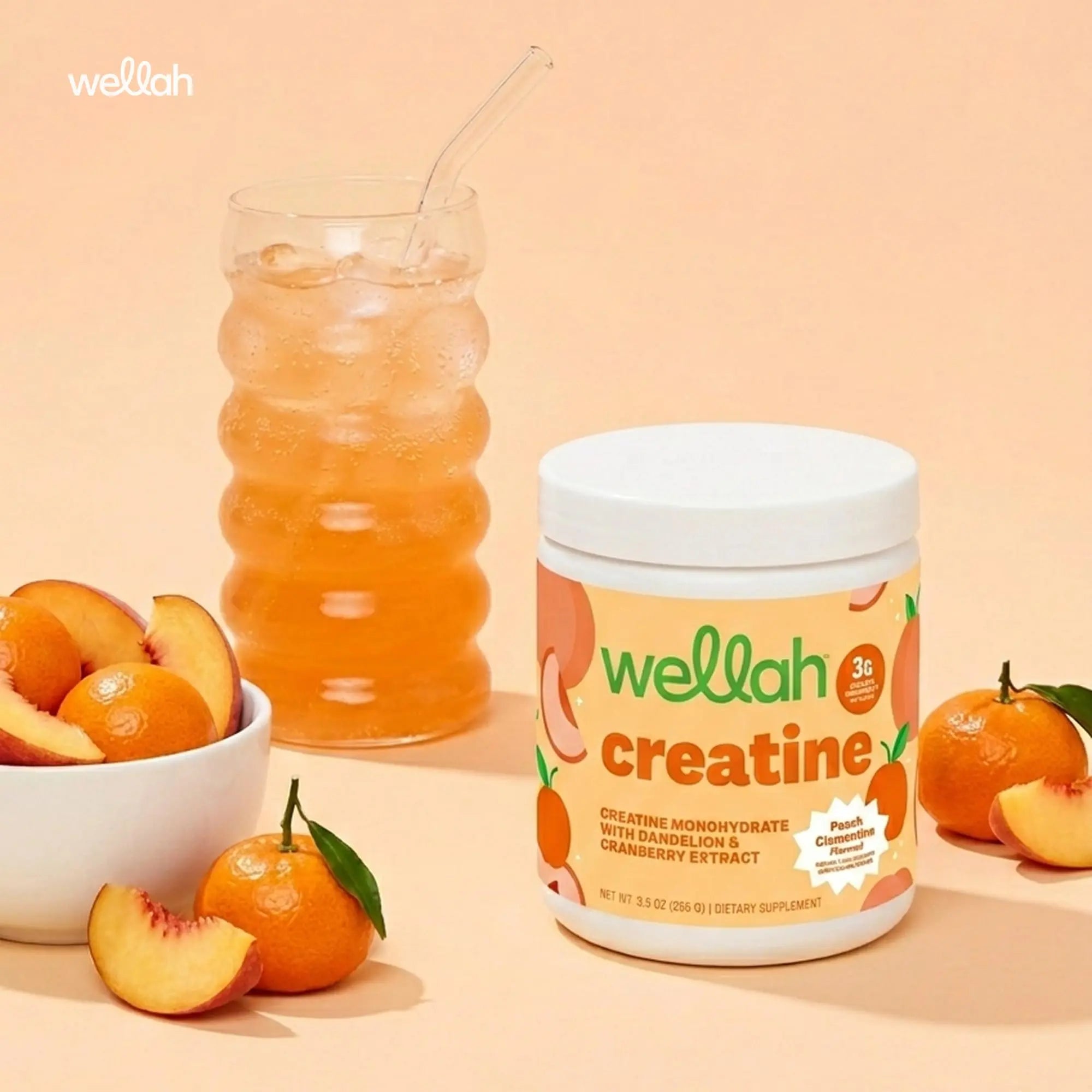 Wellah Creatine for Women - Creatine Monohydrate with Dandelion & Cranberry Extract (50 Servings, Clementine Peach) Wellah uk supplements