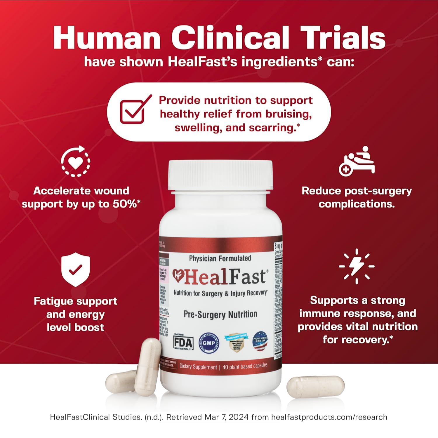 HealFast Surgery & Injury Recovery Supplement (Pre-Op): Quercetin, Probiotics Supplement for Wound, Liposuction, Tummy Tuck, and BBL Post Surgery Supplies HealFast uk supplements