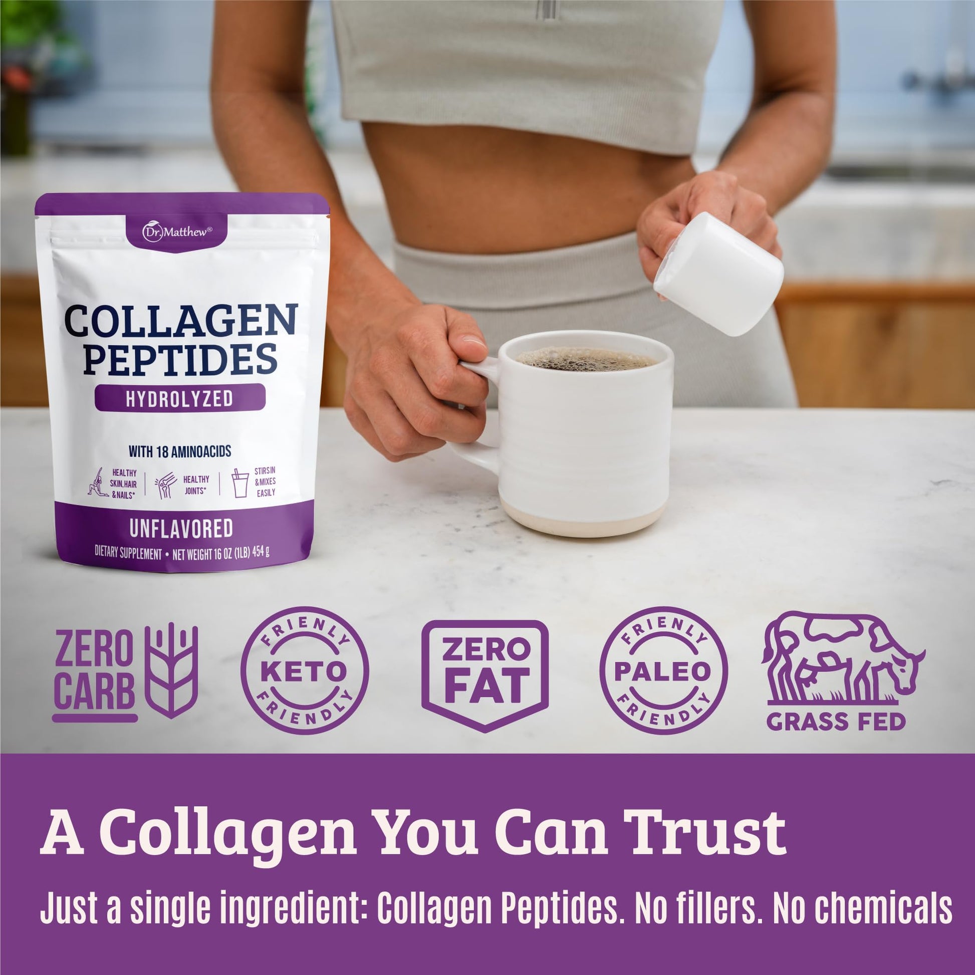 Collagen Protein Powder. Grass Fed Collagen Powder for Women & Men. Hydrolyzed Dr. Matthew uk supplements
