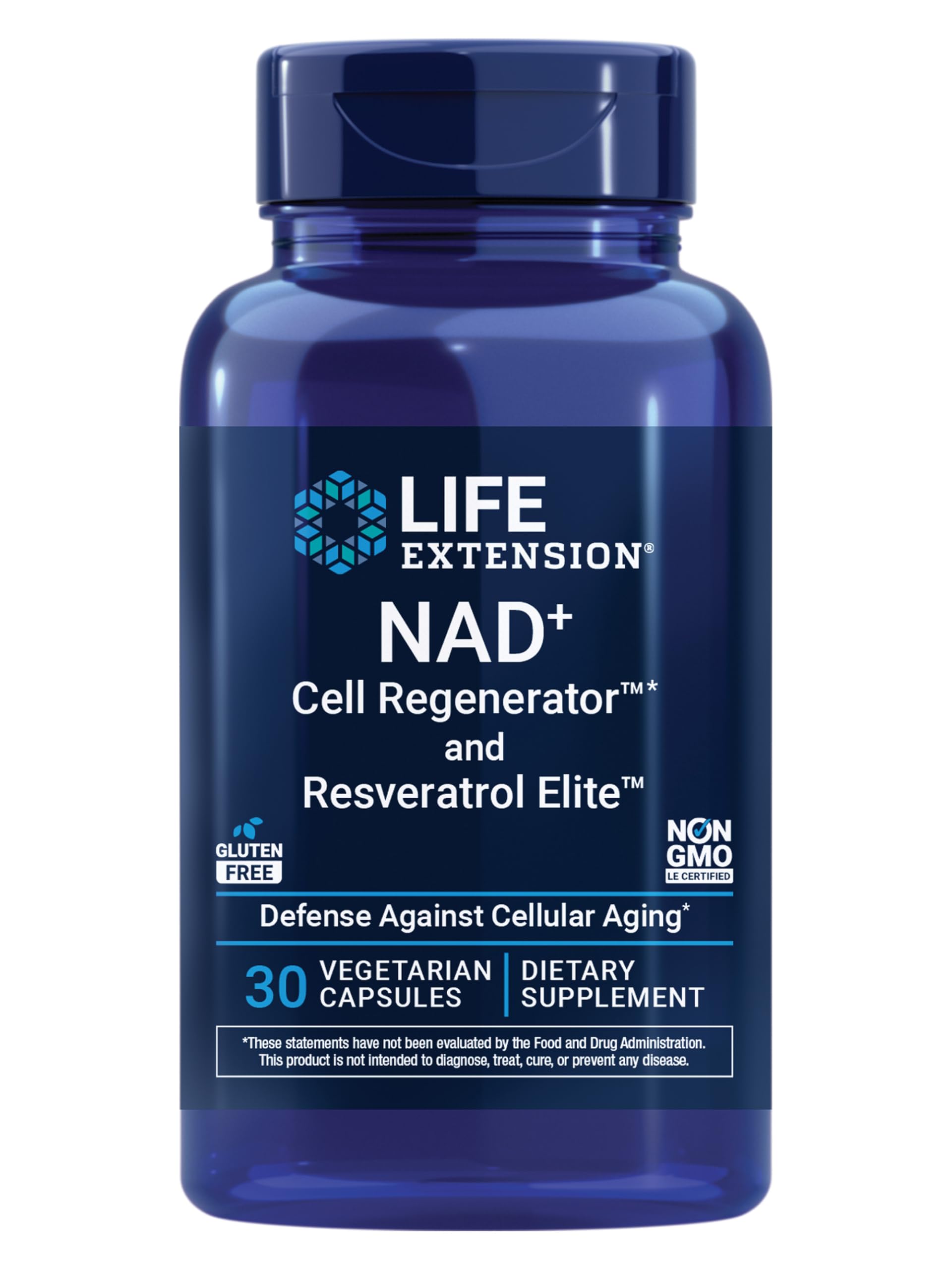 Life Extension NAD+ Cell Regenerator™ and Resveratrol Elite™*, nicotinamide riboside, Trans-resveratrol, quercetin, Fisetin, Heart Health, Healthy Aging, Vegetarian, Non-GMO, Gluten Free, 30 Capsules Life Extension uk supplements