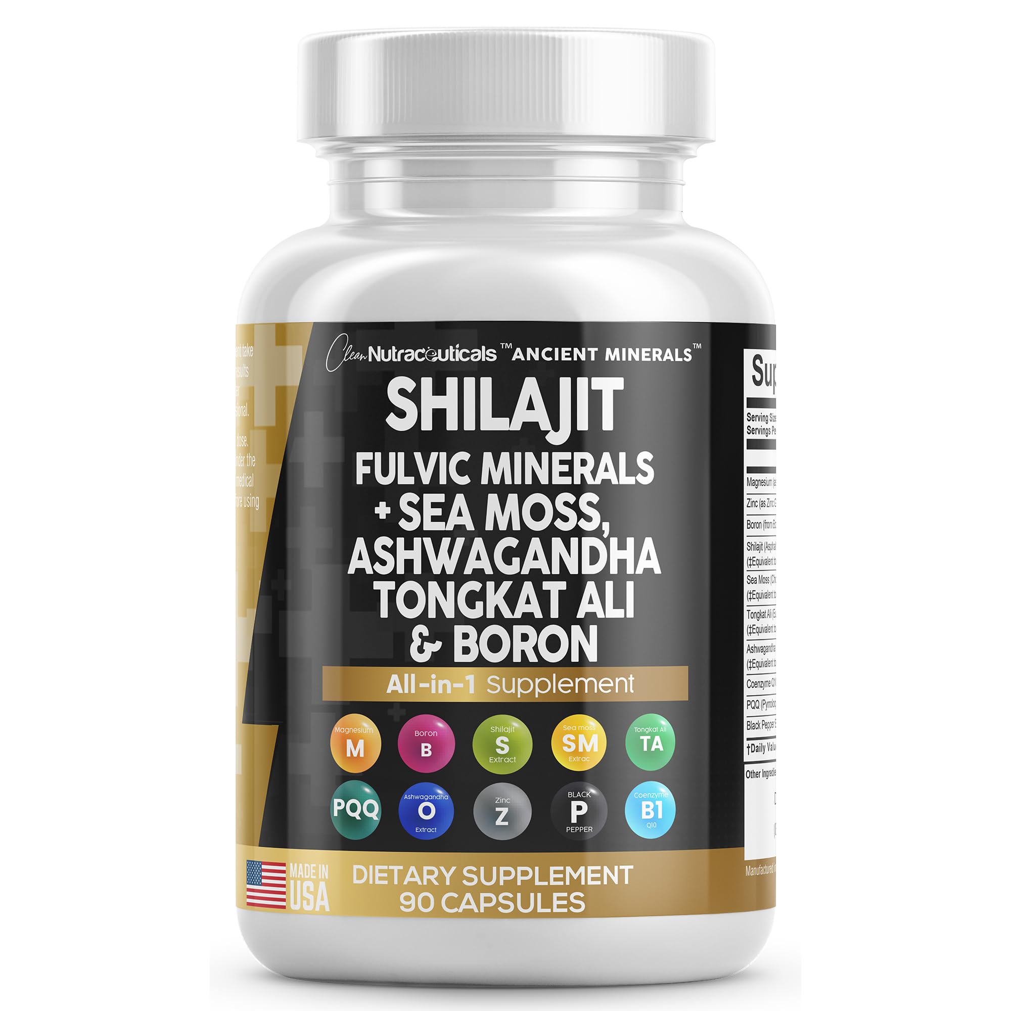 Pure Shilajit Supplement 10,000mg Himalayan w Sea Moss 6000mg Clean Nutraceuticals uk supplements