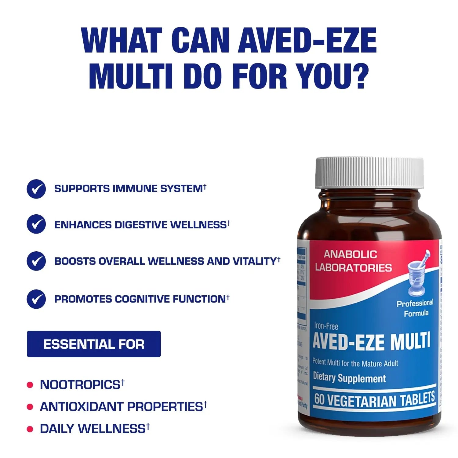 Iron Free Multivitamin for Women 50 and Over - Gentle Easy to Digest Over 50 Multivitamin for Men & Women with 30 Nutrients for Comprehensive Wellness & Immune Support Anabolic Laboratories uk supplements