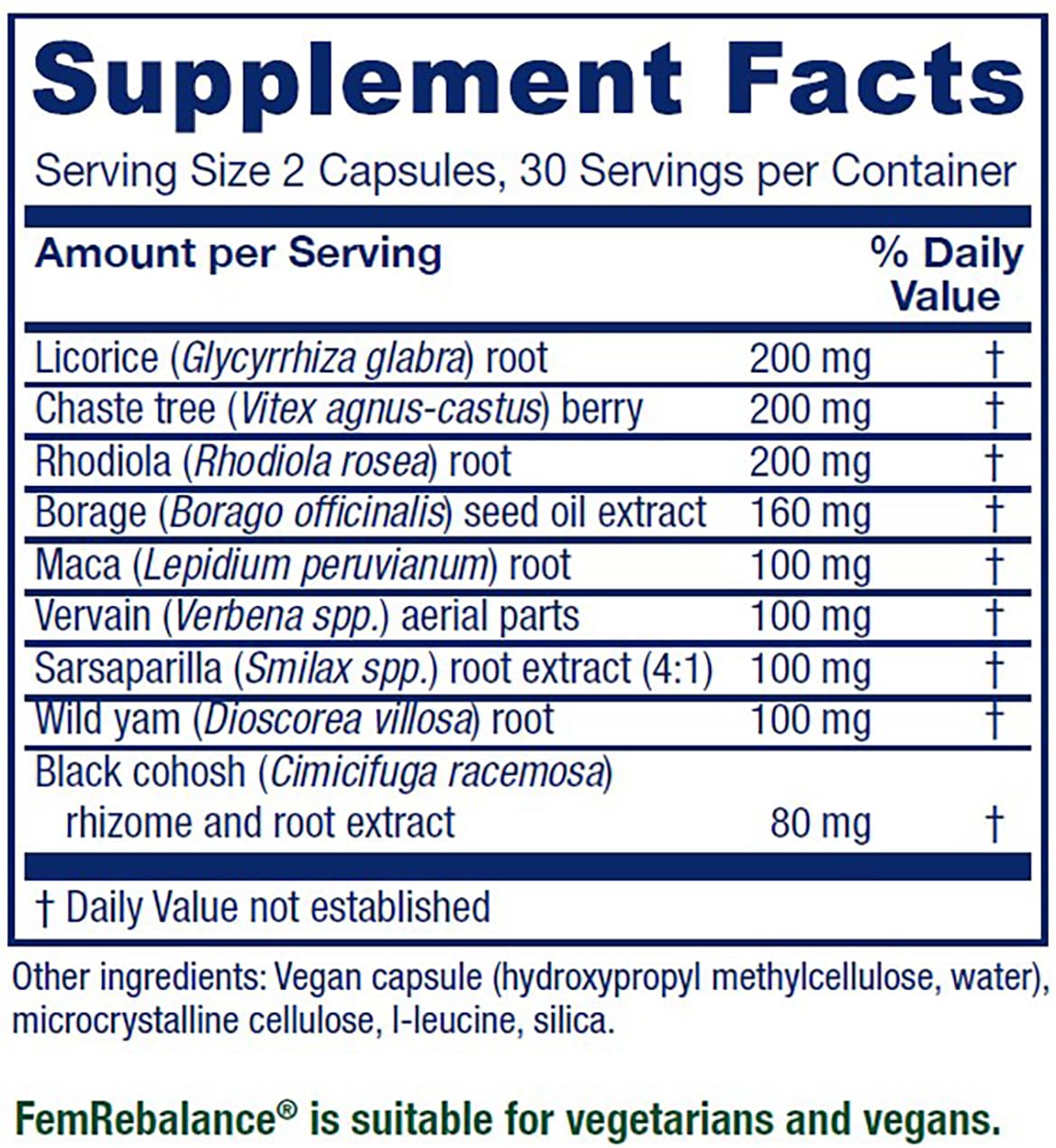 Vitanica FemRebalance, Hormone Balance Support for Women, Vegan, 60 Capsules Vitanica uk supplements