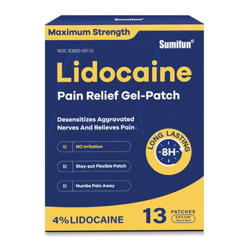 Sumifun 4% Lidocaine Patches Maximum Strength - 13 Count Pain Relieving Gel Patch for Muscle Soreness, Back Ache, Knee, Neck & Joint Pains - Topical Analgesic (Large, Count, 13) Sumifun uk supplements