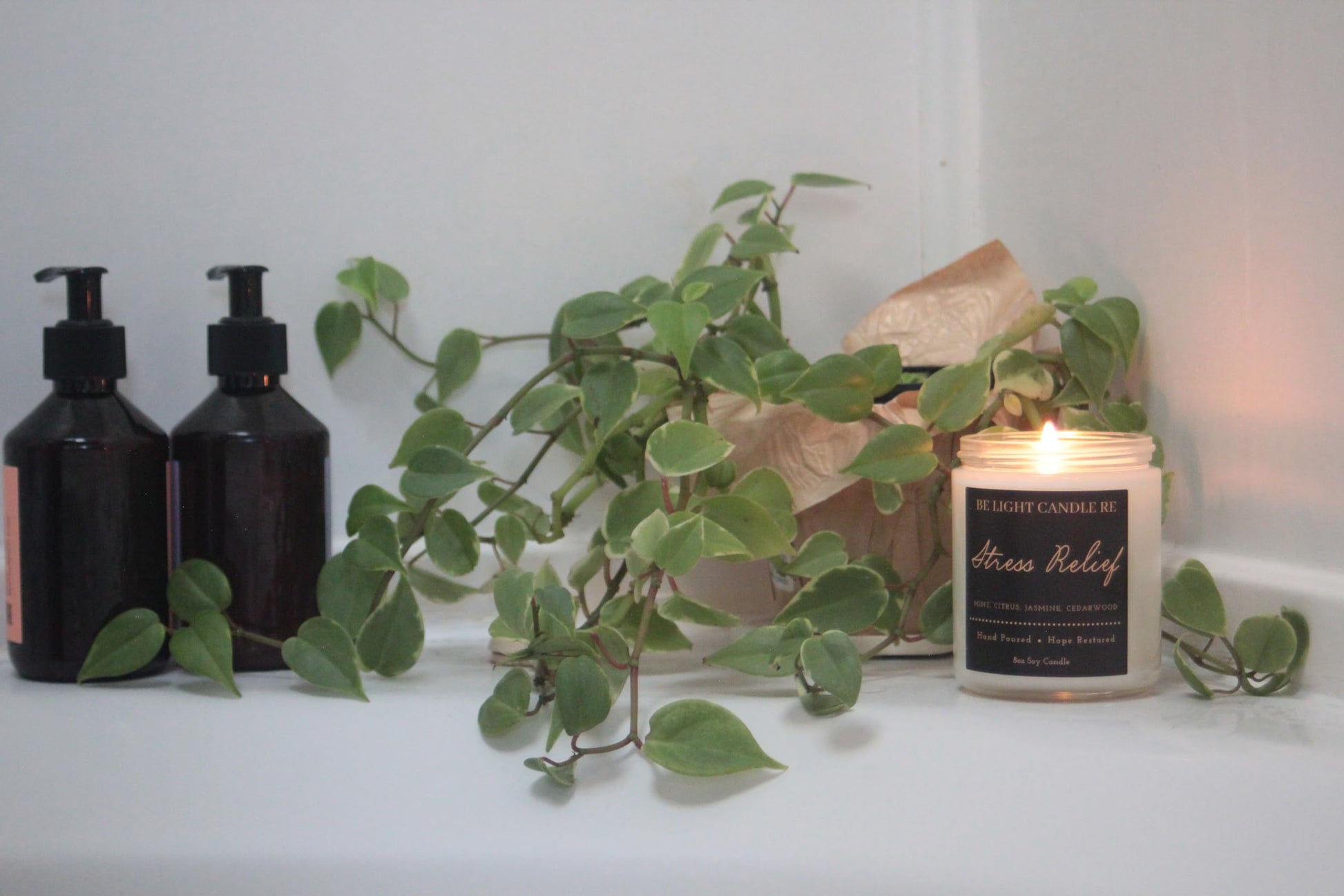 Stress Relief Candle | Purpose-Driven Soy Candles | Scented Candle for Home | 8oz Long Lasting Candle Be Light Candle RE uk supplements