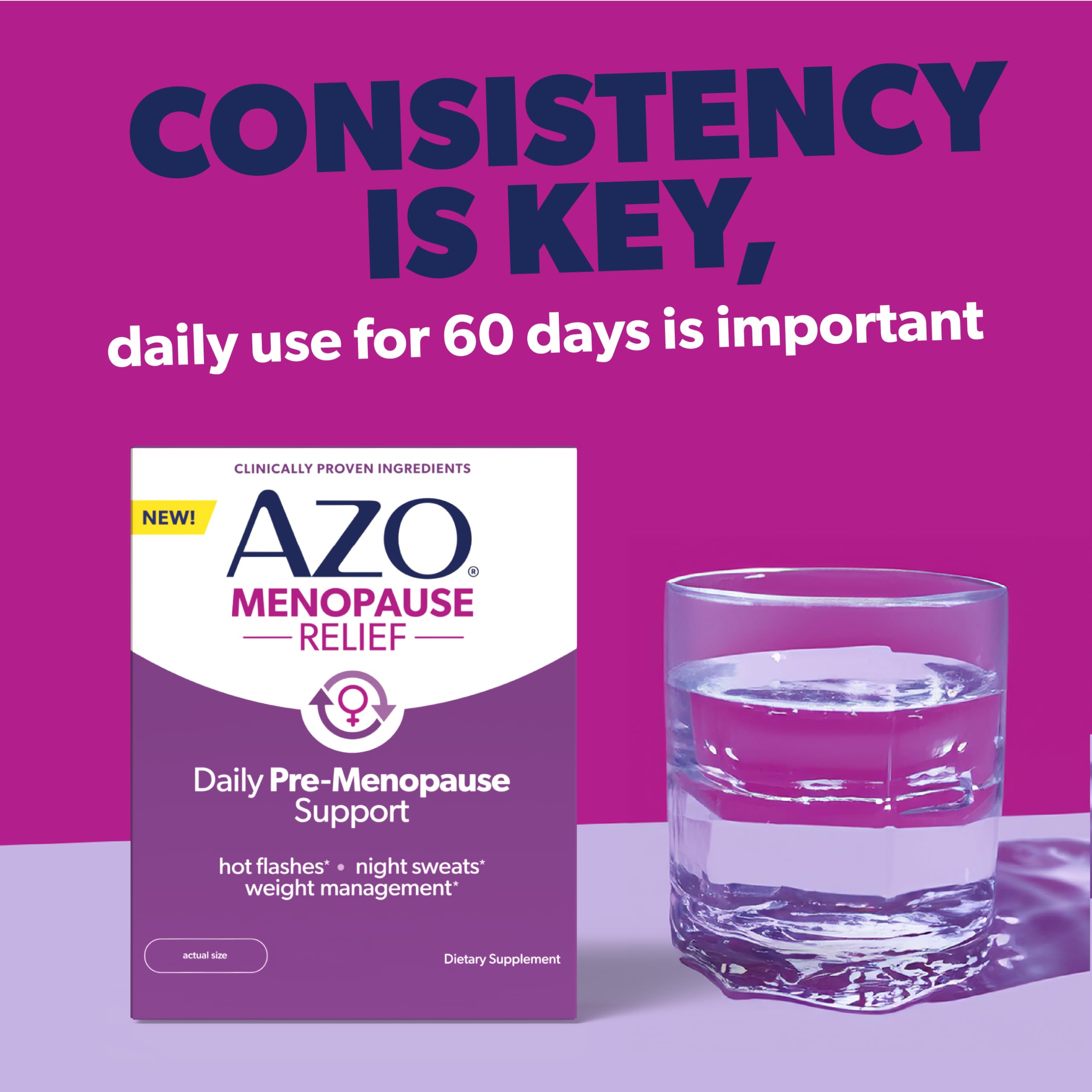 AZO® Daily Pre-Menopause Relief Perimenopause Supplements for Women, Hot Flash, Night Sweat and Healthy Weight Management Support* - 30 Count AZO uk supplements
