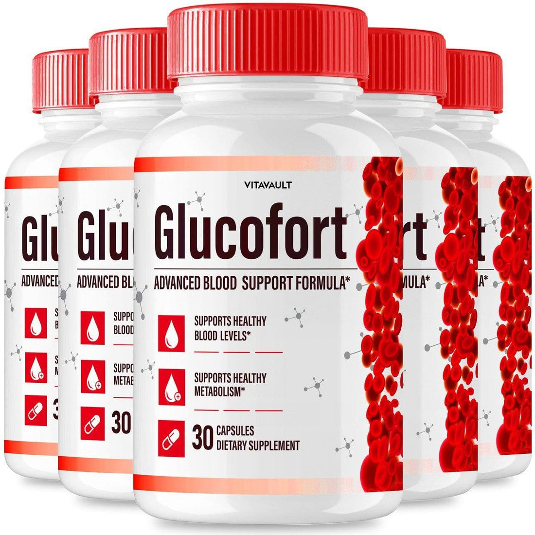 (5 Pack) Glucofort, Max Advanced Blood Support Formula Capsules Vitavault uk supplements