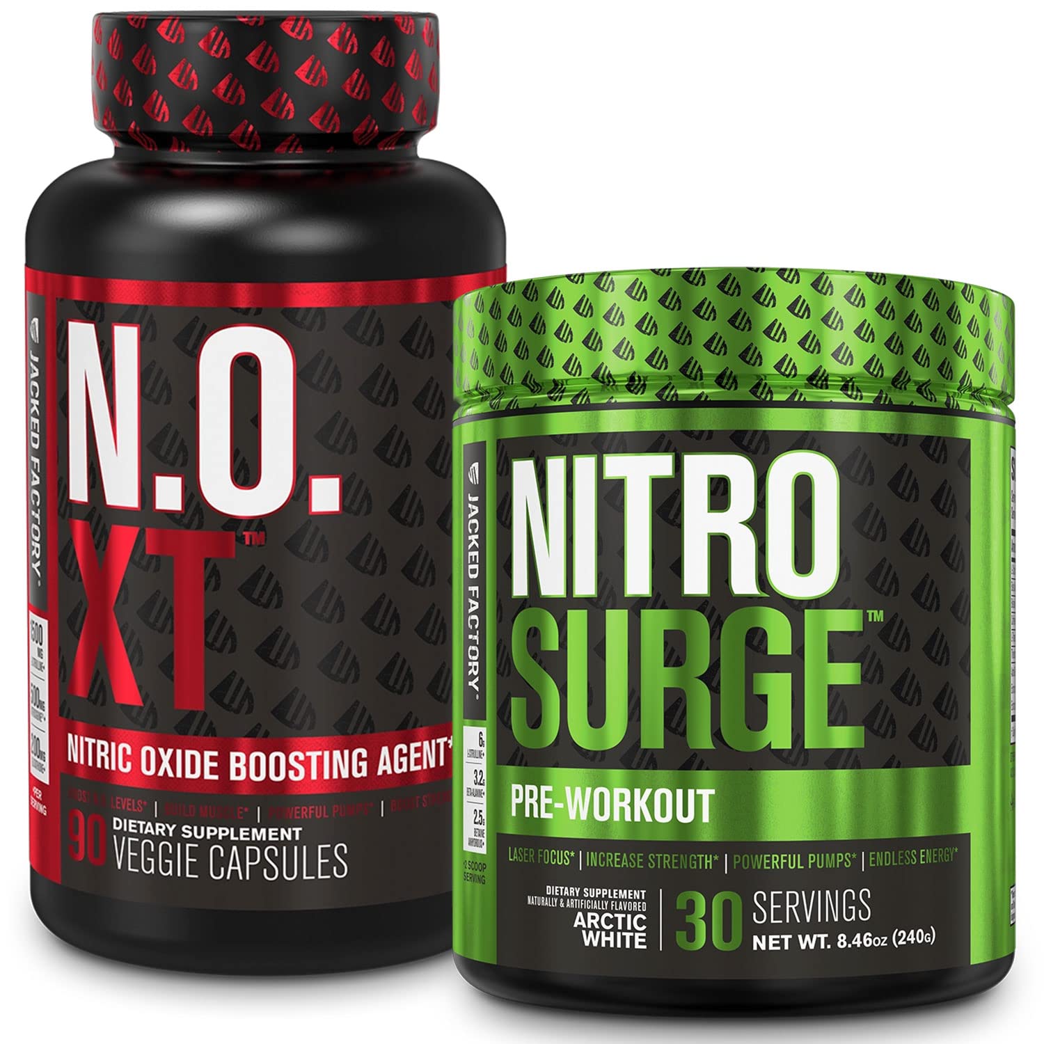 Jacked Factory Nitrosurge Pre-Workout in Arctic White & N.O. XT Nitric Oxide Booster Jacked Factory uk supplements