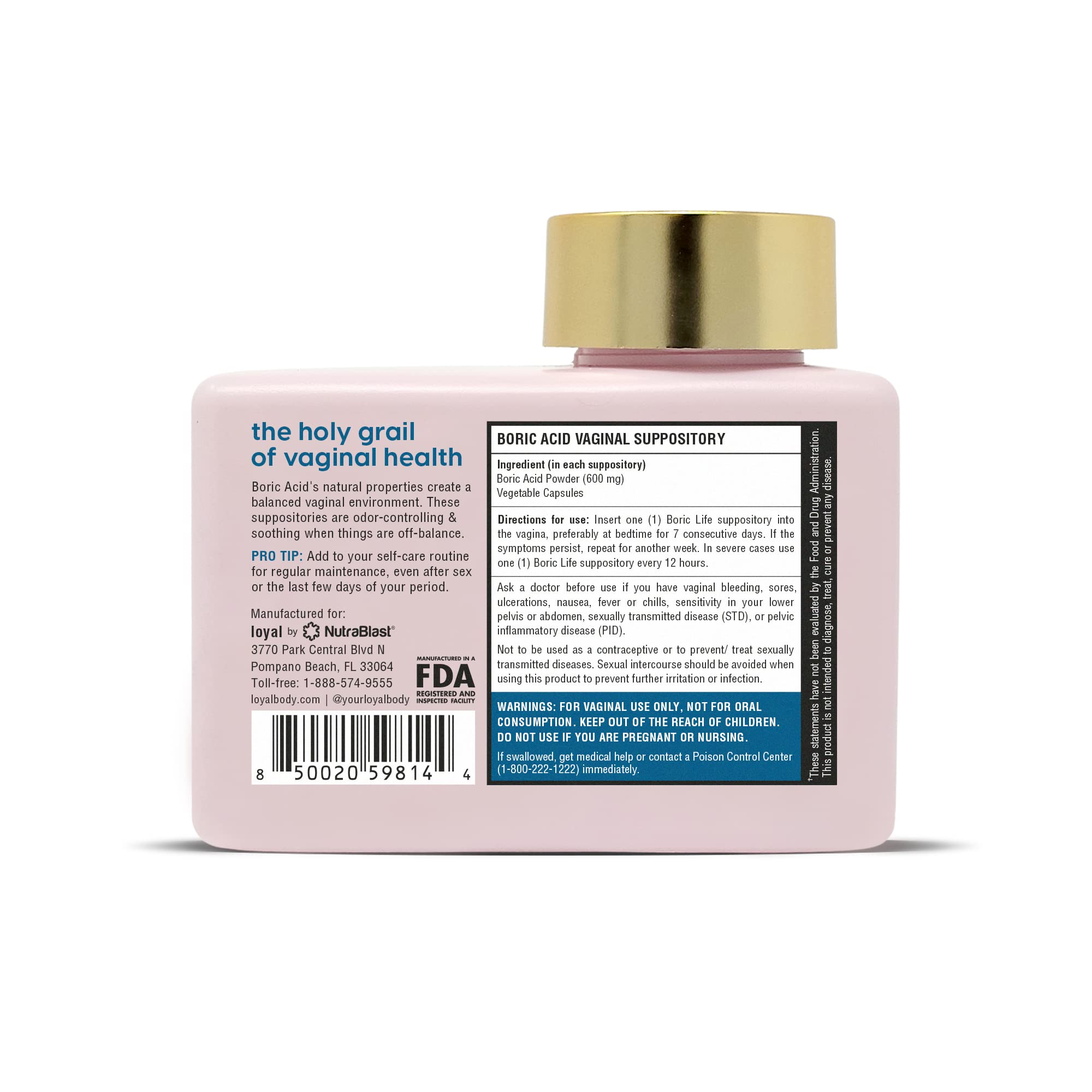 Loyal Boric Life - Boric Acid Vaginal Suppositories - 600mg - Supports Odor Control - Promotes Vaginal Loyal uk supplements