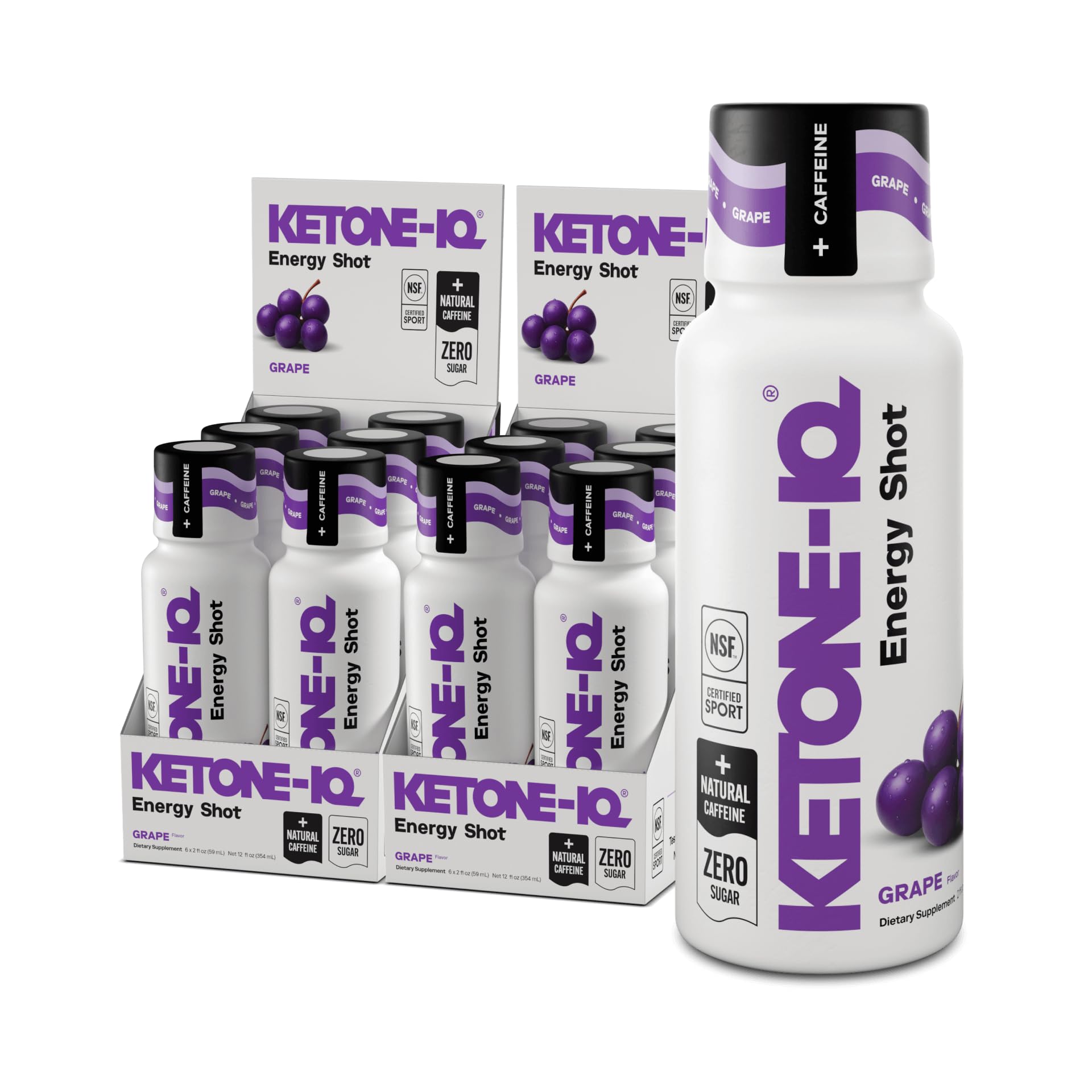 Ketone-IQ Caffeine Performance Energy Shots – Clean Energy for Focus & Endurance, 5g Ketones, 100mg Green Tea Caffeine, B Vitamins, 12 Pack (Grape) Ketone-IQ uk supplements