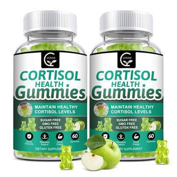 GORNVB Cortisol Gummies, Cortisol Supplement for Women with Magnesium, Ashwagandha, Rhodiola, Phosphatidylserine, L-Theanine, Black Pepper, Vitamin C & B6 - Relaxation, Focus, Sleep Support - 2 Pack GORNVB uk supplements