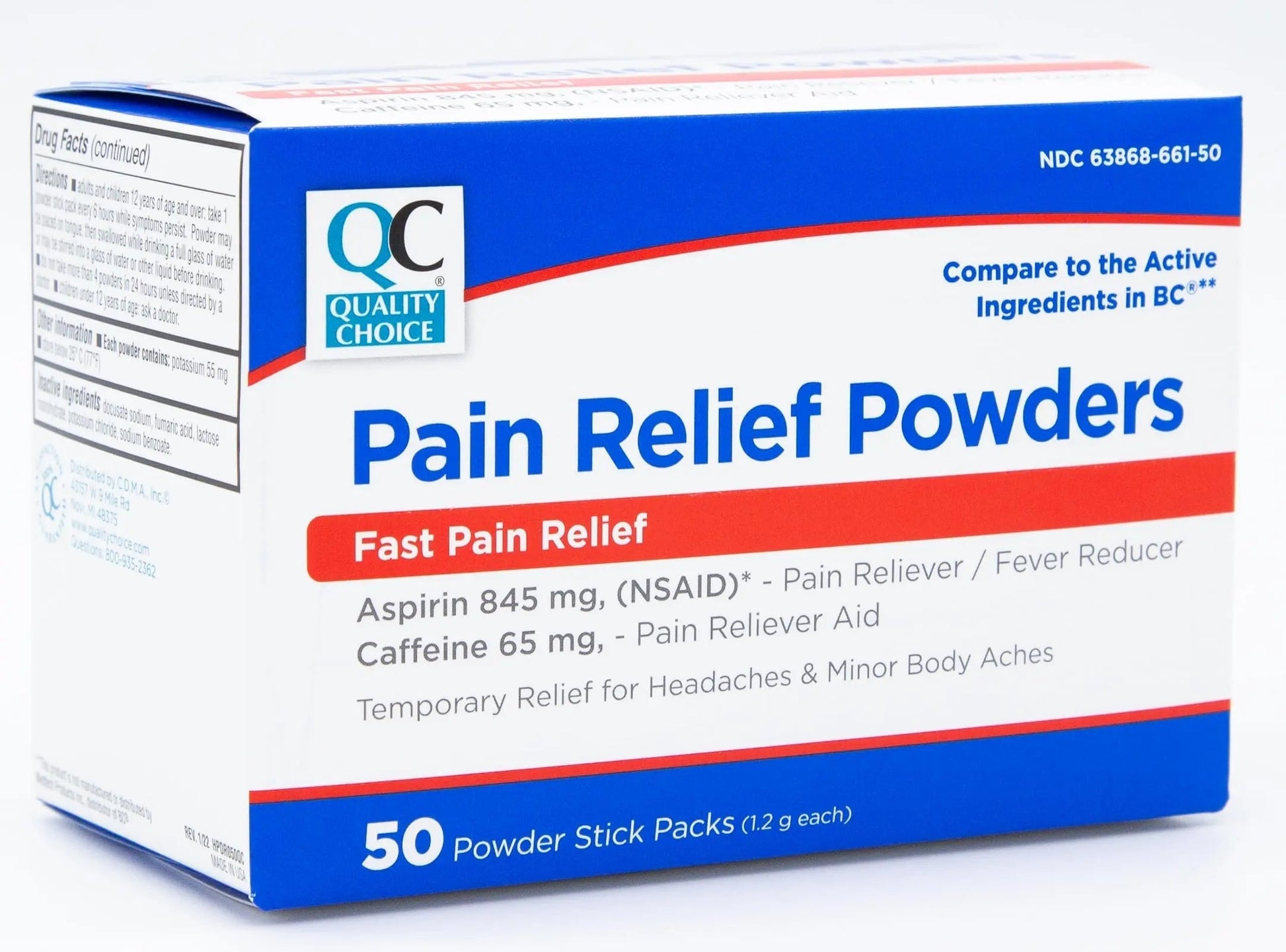 Quality Choice Fast Pain Relief Powder, Contains 50 Powder Packets for Rapid Pain Relief. Contains Aspirin & Caffiene Quality Choice uk supplements