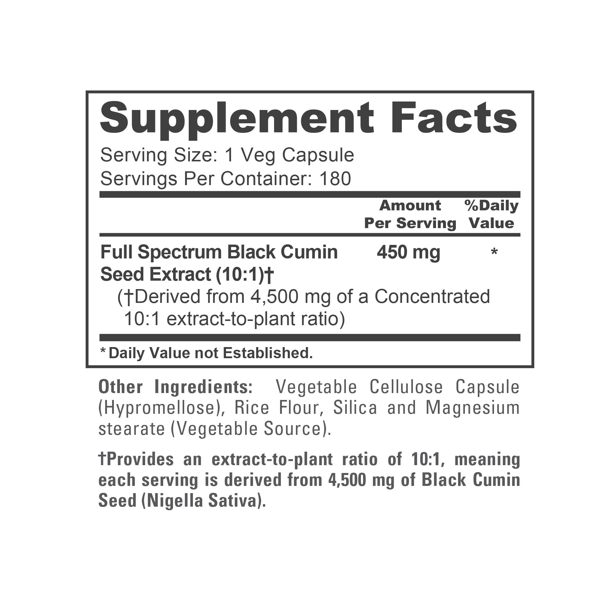 NusaPure Full Spectrum Black Cumin Seed 10:1 Extract, 450 mg Equivalent to 4,500mg 180 Veggie Powder Caps Non-GMO, Vegan Non-Oily NusaPure uk supplements