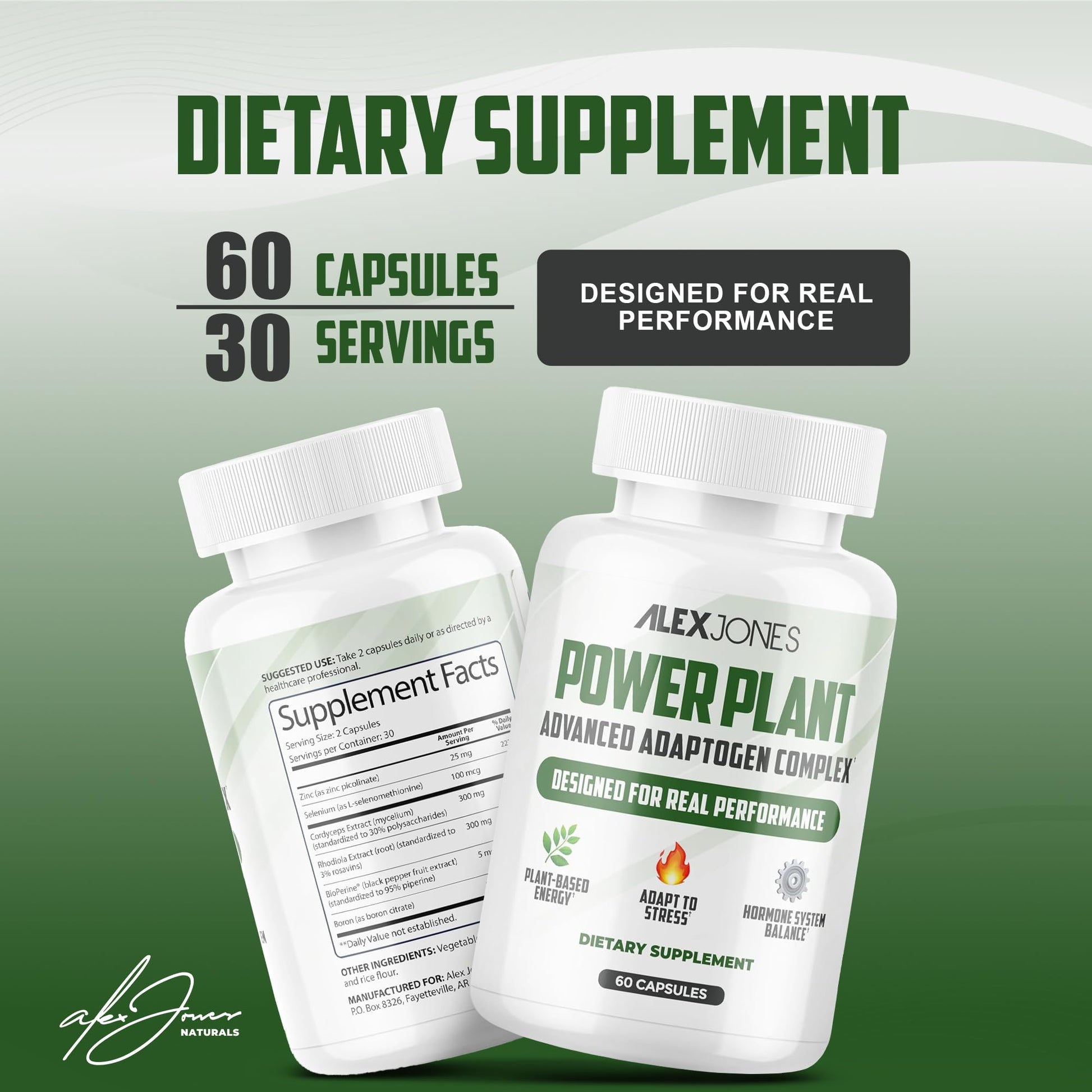 Adaptogenic Mushrooms with Cordyceps & Rhodiola – Daily Blend with Zinc, Selenium & Boron –Vegan Mushroom Capsules Supplement for Active Lifestyles – No Fillers or Additives – 60 Count Alex Jones Naturals uk supplements