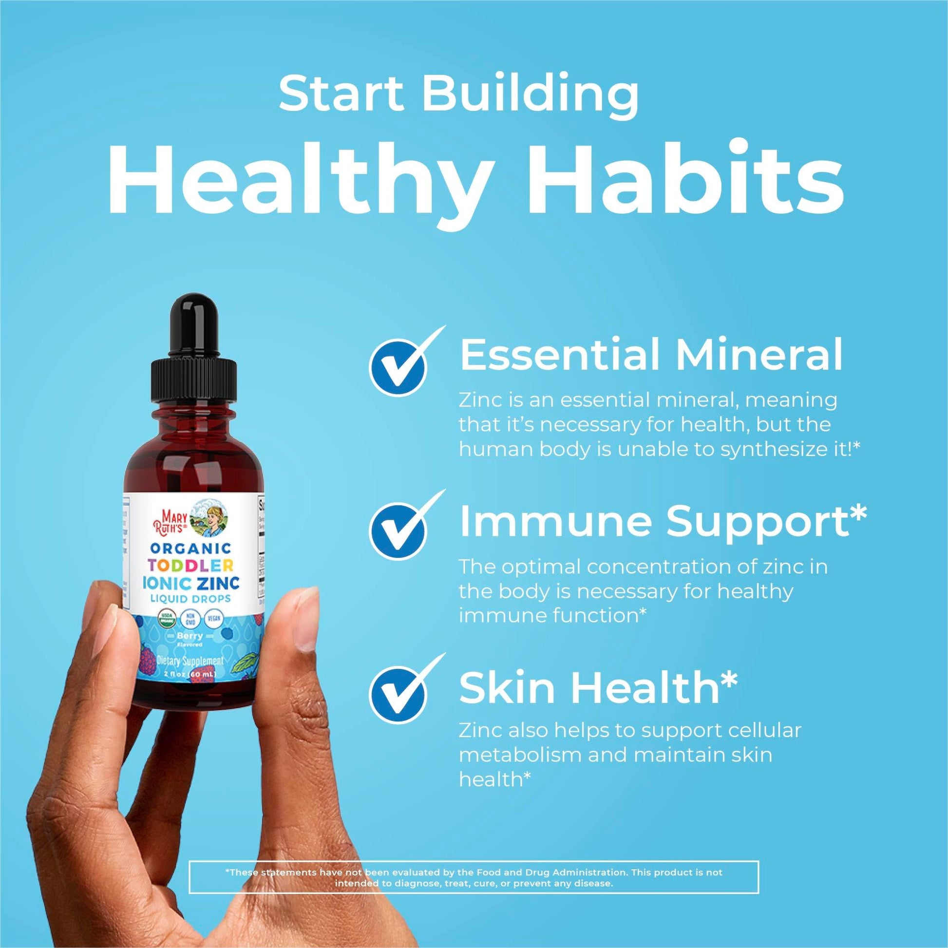 MaryRuth Organics USDA Toddler Liquid Drops | Zinc Sulfate | Immune Support Supplement| Skin Health | Vegan | Formulated for Ages 1-3 | Delicious Berry Flavor | 1 Month Supply | 2 Fl Oz MARYRUTH'S uk supplements