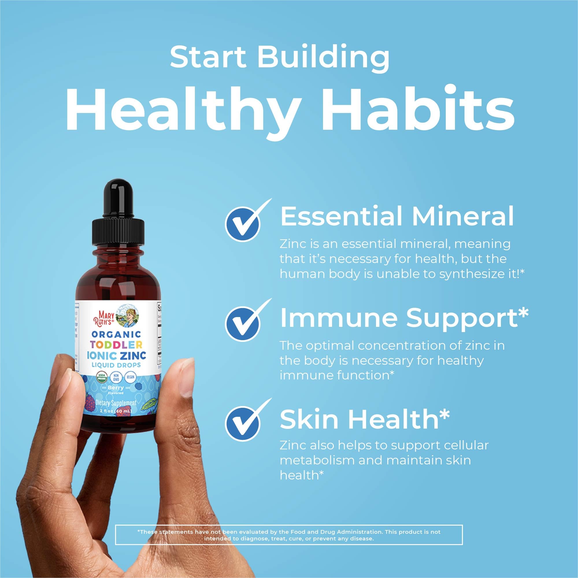 MaryRuth Organics USDA Toddler Liquid Drops | Zinc Sulfate | Immune Support Supplement| Skin Health | Vegan | Formulated for Ages 1-3 | Delicious Berry Flavor | 1 Month Supply | 2 Fl Oz MARYRUTH'S uk supplements