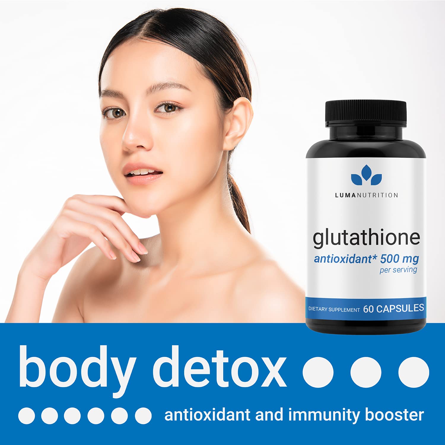Premium Glutathione - Reduced Glutathione 500mg - Glutathione Supplement - L-Glutathione Luma Nutrition uk supplements