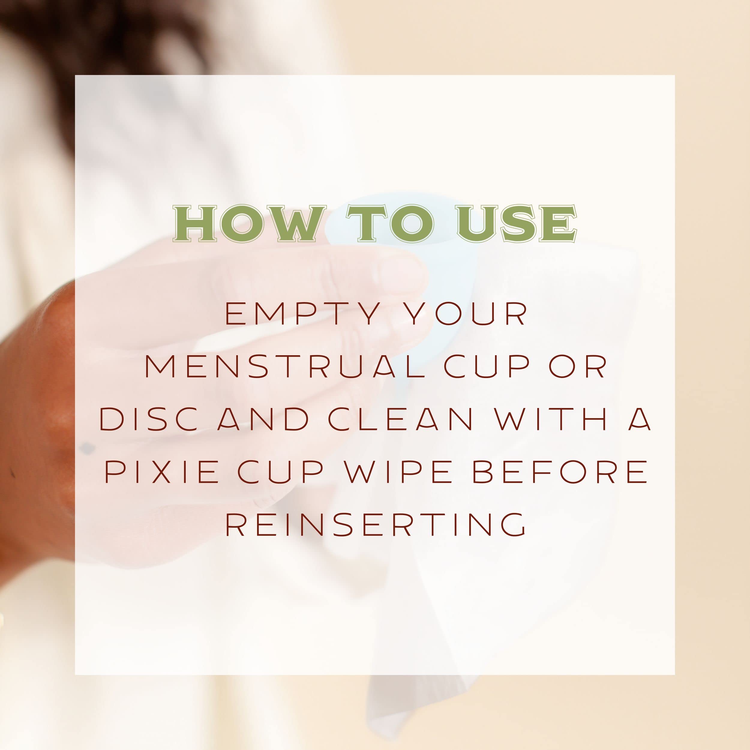 Menstrual Cup Wipes - On The Go Public Bathroom Feminine Wipes - Safe On Period Cups & Menstrual discs Pixie Cup uk supplements