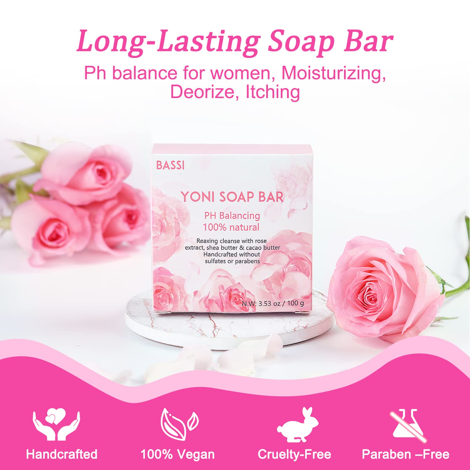 Yoni Soap Bars Vaginal Wash 2 PCS, 100% Natural Organic Yoni Bar Soap for Women Ph Balance Yoni BASSI uk supplements
