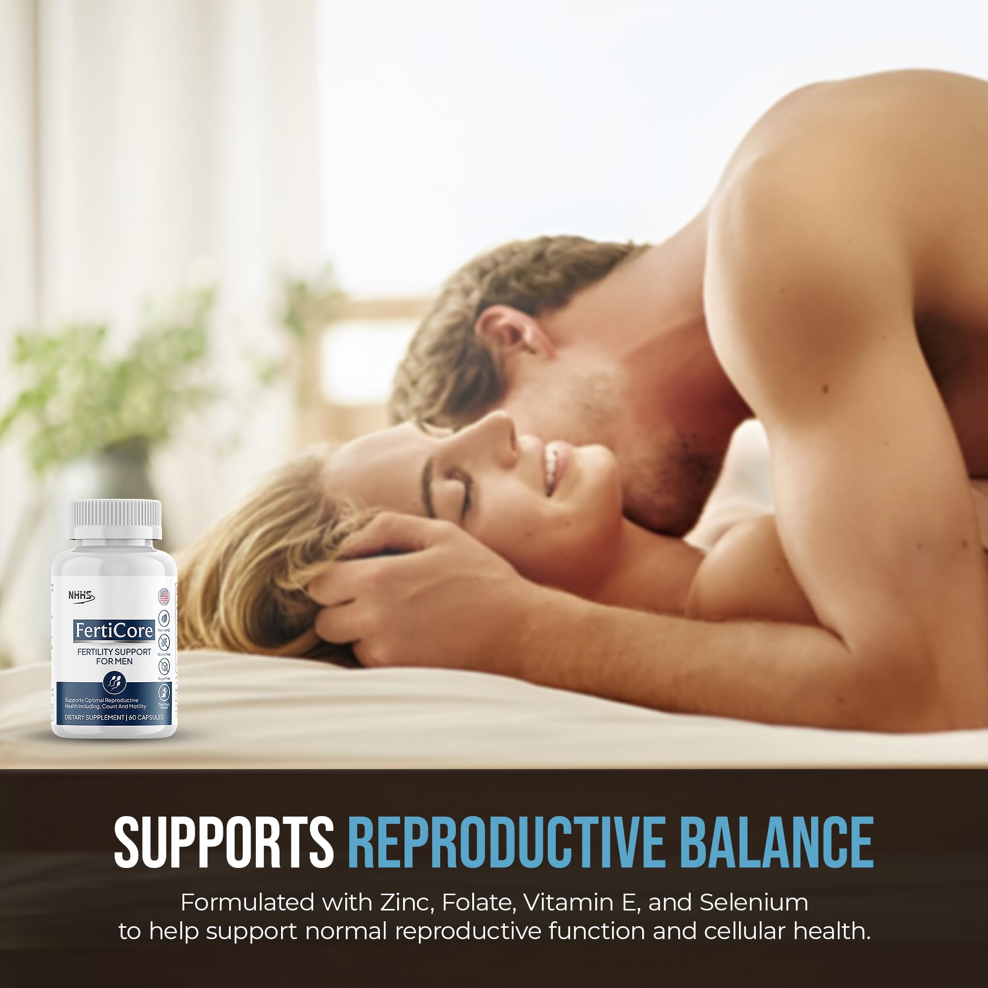 NHHS FertiCore – Men’s Fertility & Reproductive Wellness Supplement – Supports Sperm Health, Motility & Vitality – with Vitamins, Minerals, Amino Acids & Antioxidants – Made in USA, 60 Capsules NHHS uk supplements