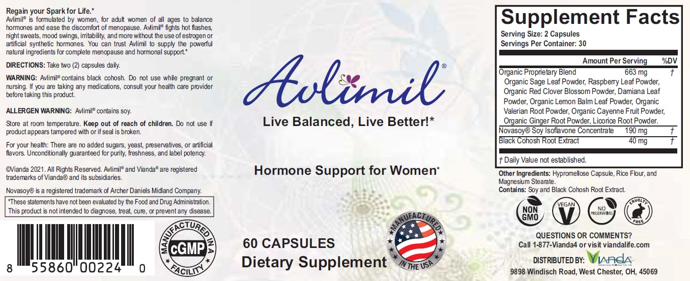 Avlimil Hormone Balance & Menopause | Relief from Mood Swings, Hot Flashes, Night Sweats & Irritability Avlimil uk supplements