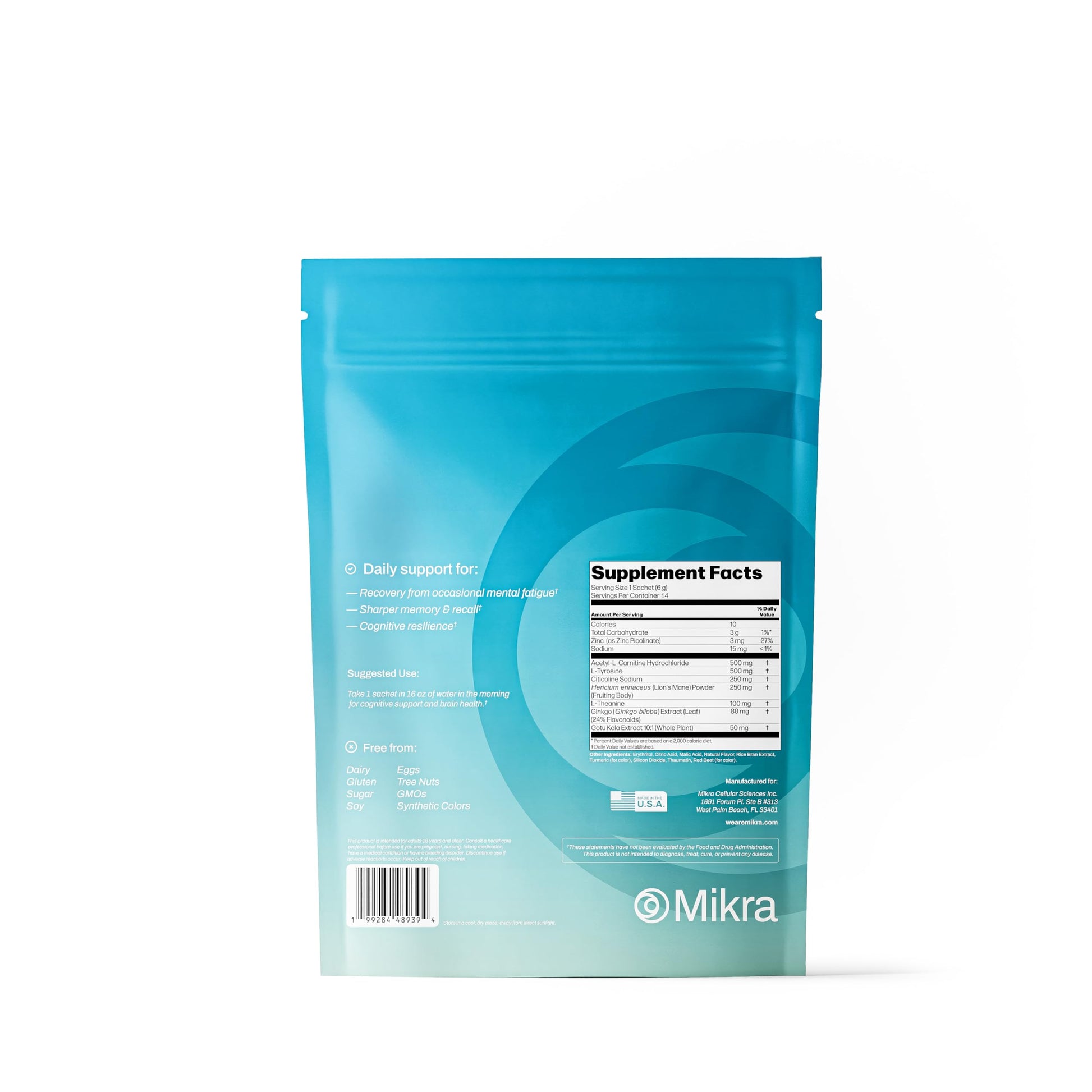 Mikra Clarity Nootropic Focus Drink Mix - Daily Cognitive & Calm Support Formula with Citicoline, Lion’s Mane & L-Theanine - Calm Drink Mix & Focus Aid for Energy and Clarity - 14 Single-Serve Sachets Mikra uk supplements