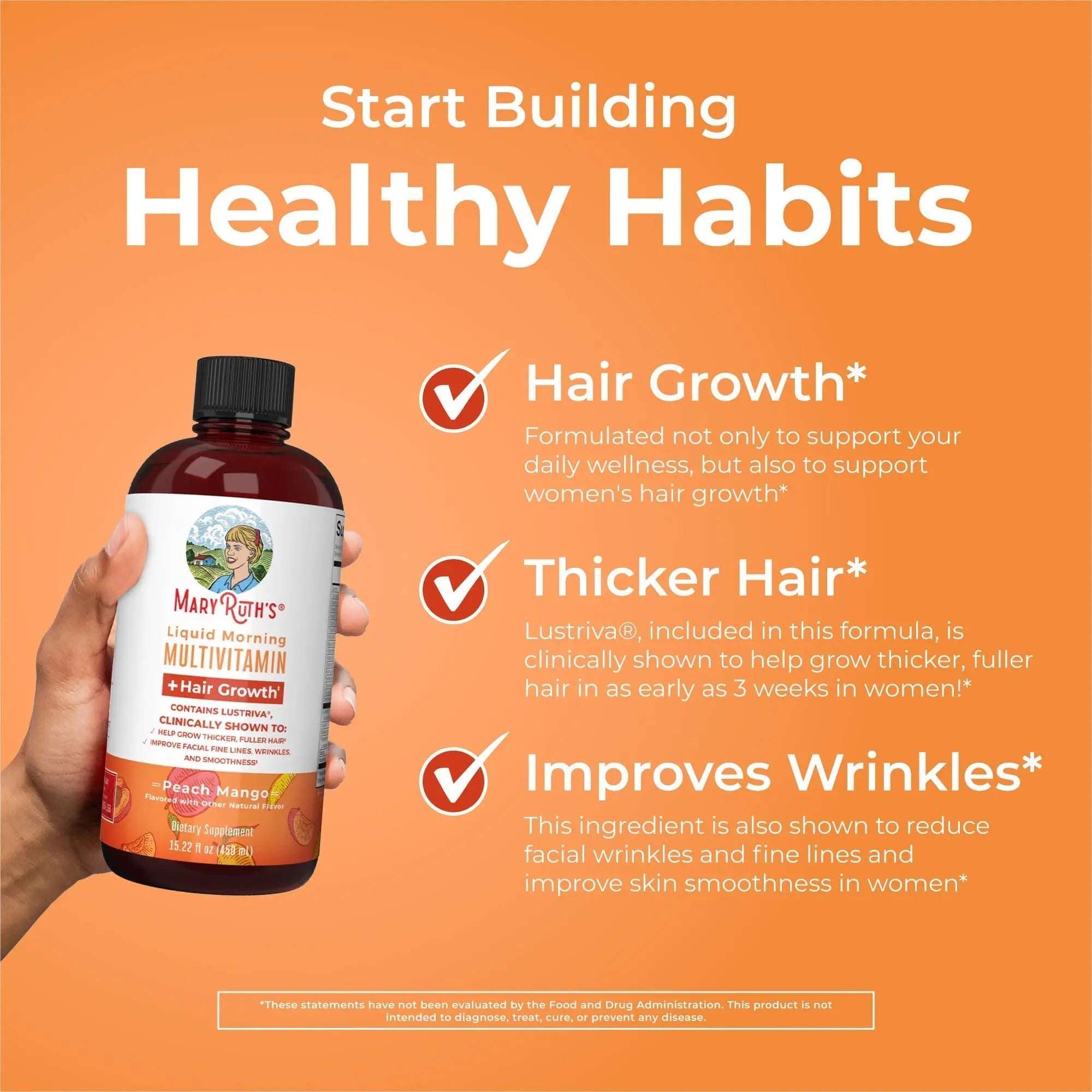 MaryRuth's Morning Multivitamin +Hair Growth (Peach Mango, 15oz), Nighttime Multimineral (Coconut, 15oz) & Probiotic Drops (2oz) | MARYRUTH'S uk supplements