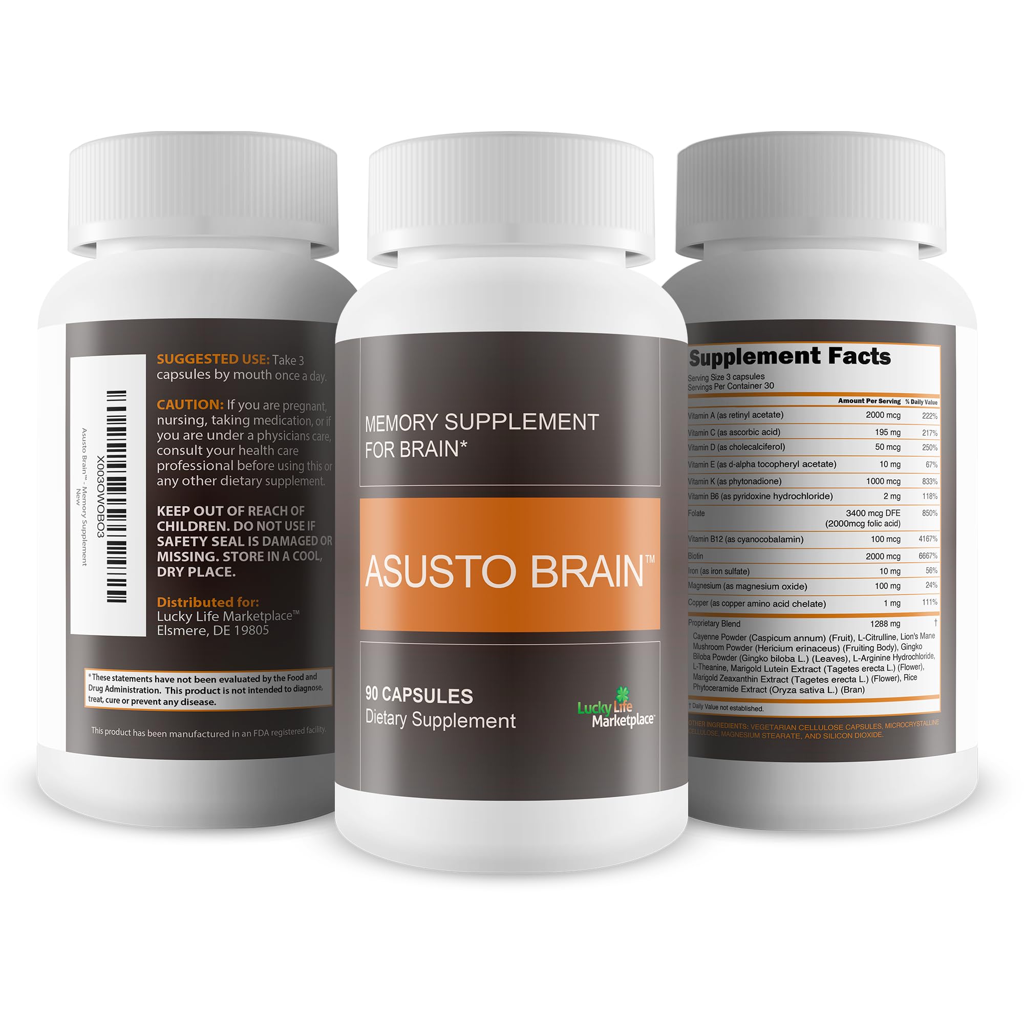 Asusto Memory Supplement for Brain - Improved Capsule Formula - Natural Brain, Memory, & Focus Support - Brain Support - Brain Supplement - Nootropic - Natural Asusto Sandalwood Improved Formula Generic uk supplements