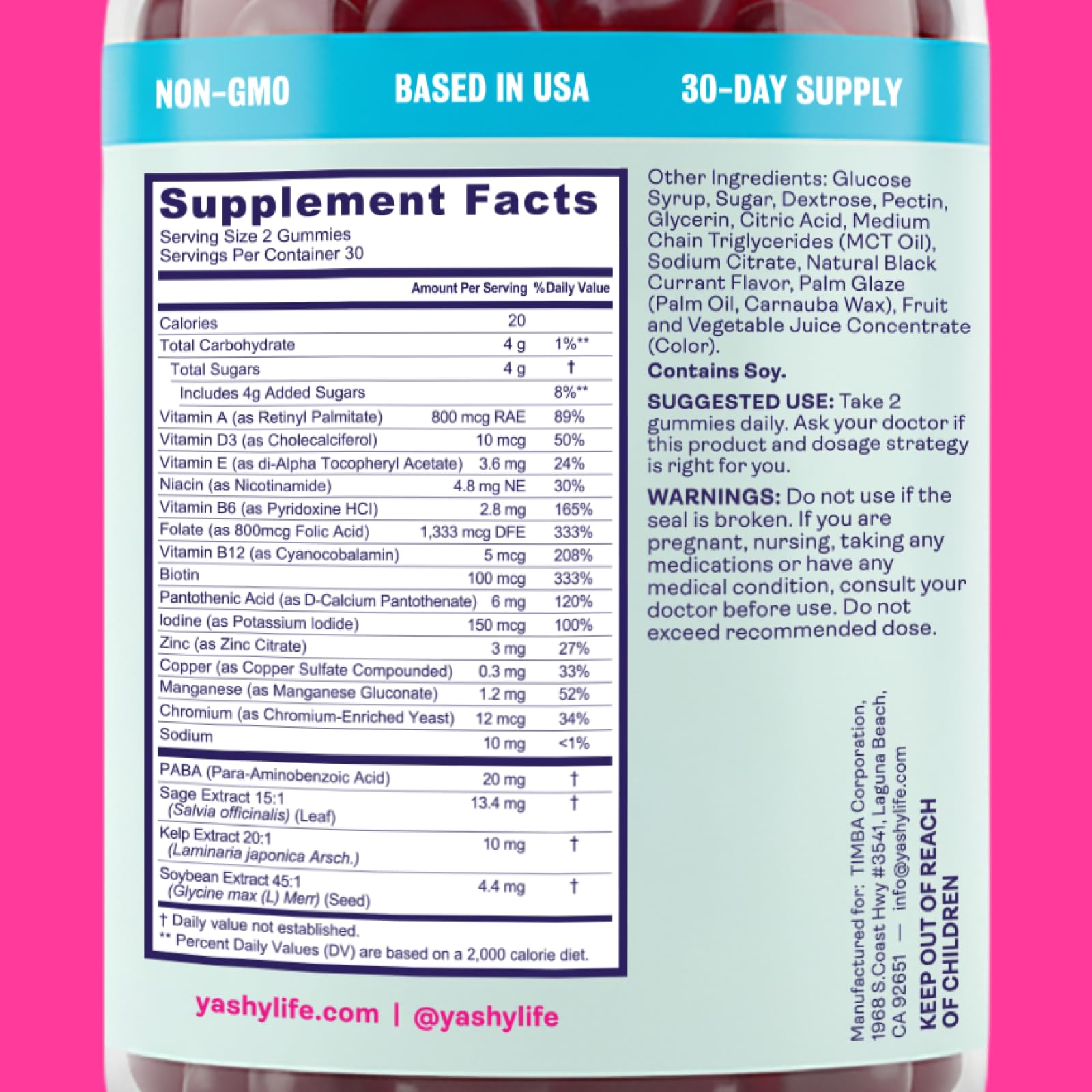 Yashy Gummies for Menopause | Hormone-Free Supplements for Women | Clinically Backed | 30 Servings | Helps Alleviate Hot Flashes, Night Sweats, & Mood Swings | Supports Libido | BlackBerry Flavor YASHY uk supplements