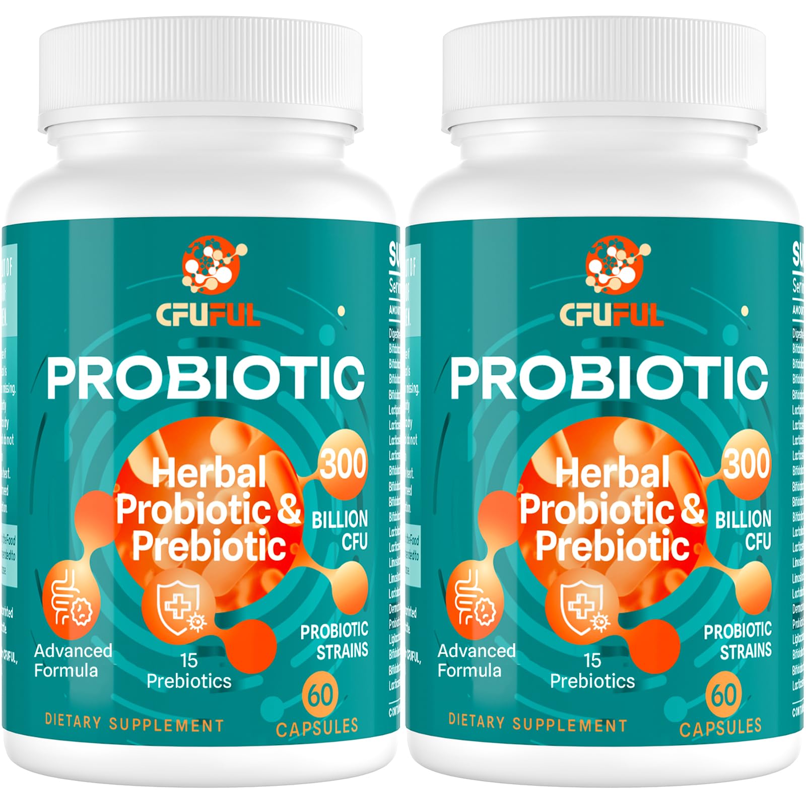 Probiotics for Women & Men - 300 Billion CFU, 24 Strains Probiotic + 15 Organic Herbs Prebiotics Blend, for Overall Digestive Gut Health, Immune, Constipation & Bloating, Shelf Stable - 4 Month Supply Cfuful uk supplements