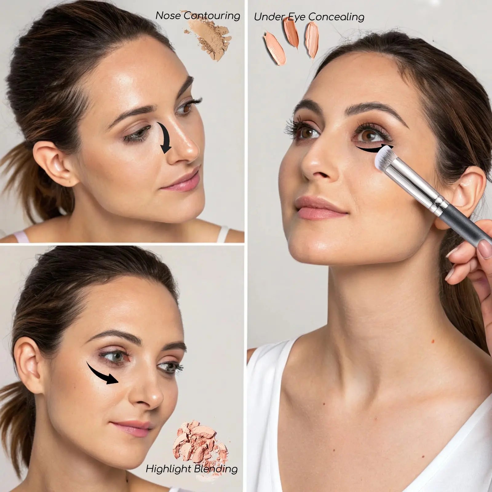 ENERGY Concealer Brush Under Eye Mini Angled Flat Top Kabuki Nose Contour Brush for Concealing Blending Setting Buffing with Powder Liquid Cream Cosmetic Pro Small Makeup Foundation brushes 270 ENERGY uk supplements