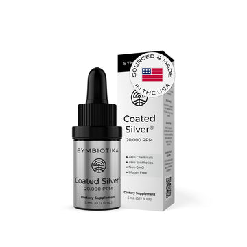 CYMBIOTIKA Colloidal Silver Liquid Supplement with Coated Silver, 20,000 PPM Mineral Concentrate, Immune Support Supplement for Adults, Easy to Use, 5 ml CYMBIOTIKA uk supplements