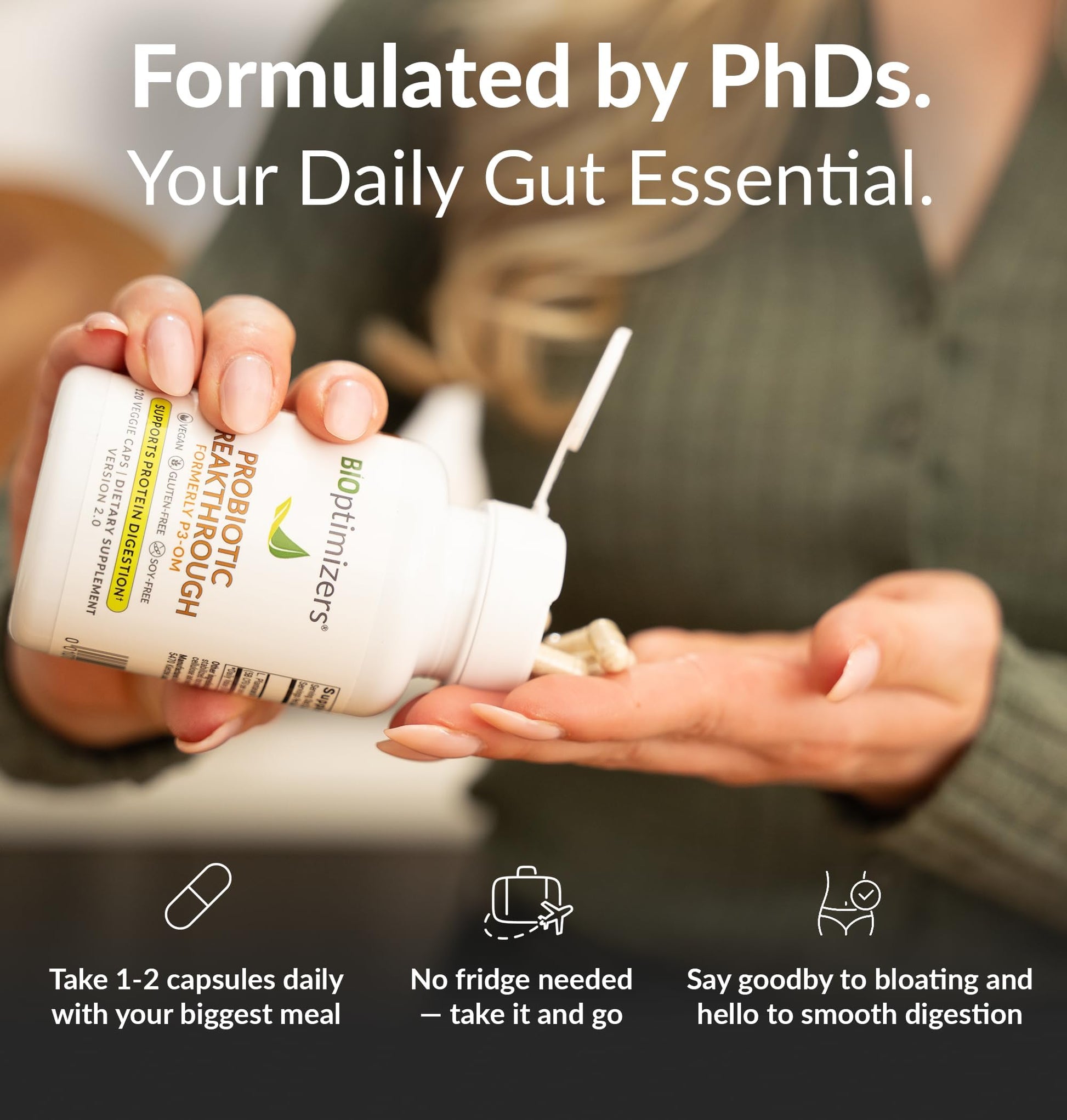 BIOptimizers Probiotic Breakthrough – Lactobacillus Plantarum OM Probiotics & Prebiotics Health Supplement for Gut, Digestive & Immune Support Probiotics for Women Men Elderly– 30 Vegan Capsules BIOptimizers uk supplements