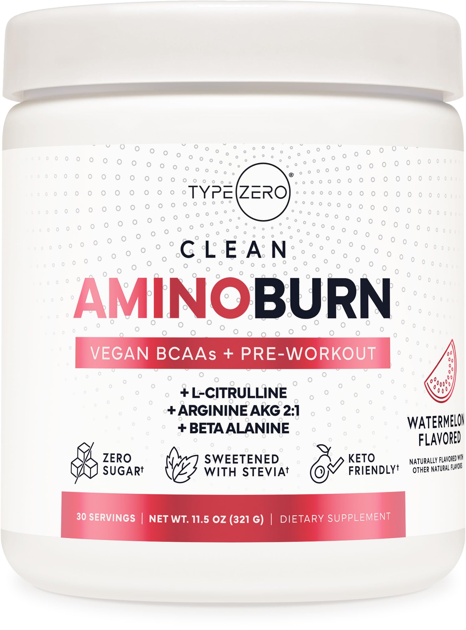 Type Zero AminoBurn (Watermelon Flavored) - Vegan Amino Acids BCAA Drink Sugar-Free Energy Drink Powder & Amino Acids Supplement - Natural Energy Type Zero uk supplements