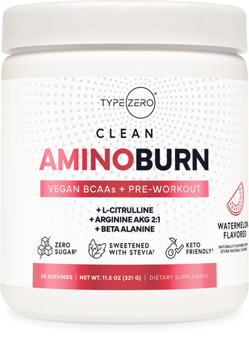 Type Zero AminoBurn (Watermelon Flavored) - Vegan Amino Acids BCAA Drink Sugar-Free Energy Drink Powder & Amino Acids Supplement - Natural Energy Type Zero uk supplements