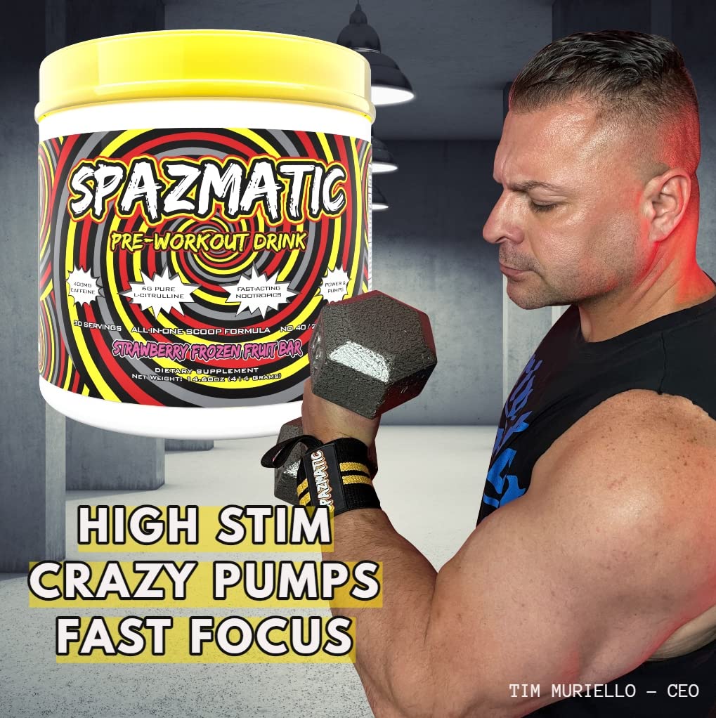 Spazmatic Pre-Workout Powder - 400mgs Caffeine - 6 Grams Pure Citrulline for Muscle TIM MURIELLO'S SPAZMATIC PRE-WORKOUT DRINK uk supplements