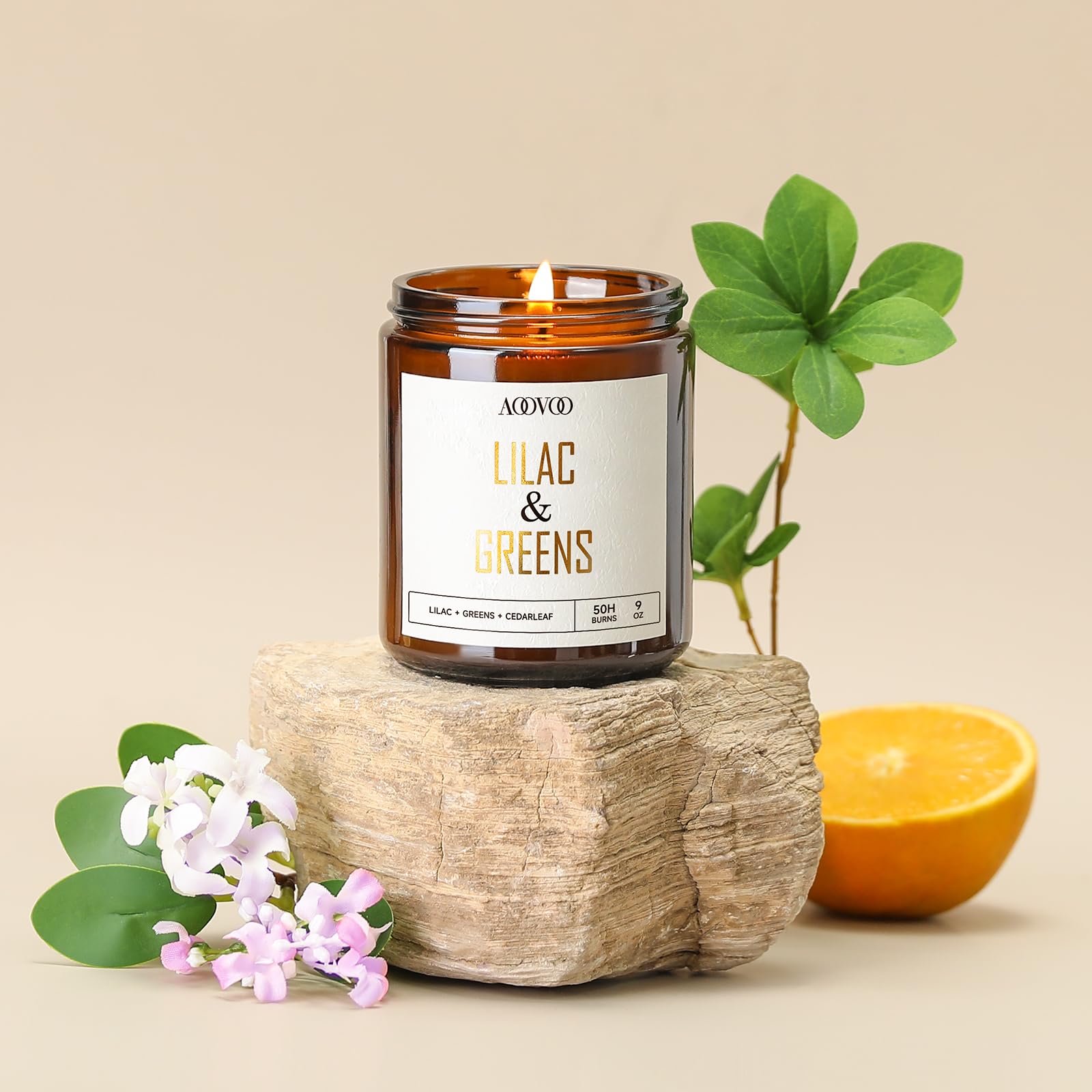 AOOVOO Lilac Candle, Candles Gifts for Women, Green Leaves Lilac Candle, Scented Candle AOOVOO uk supplements