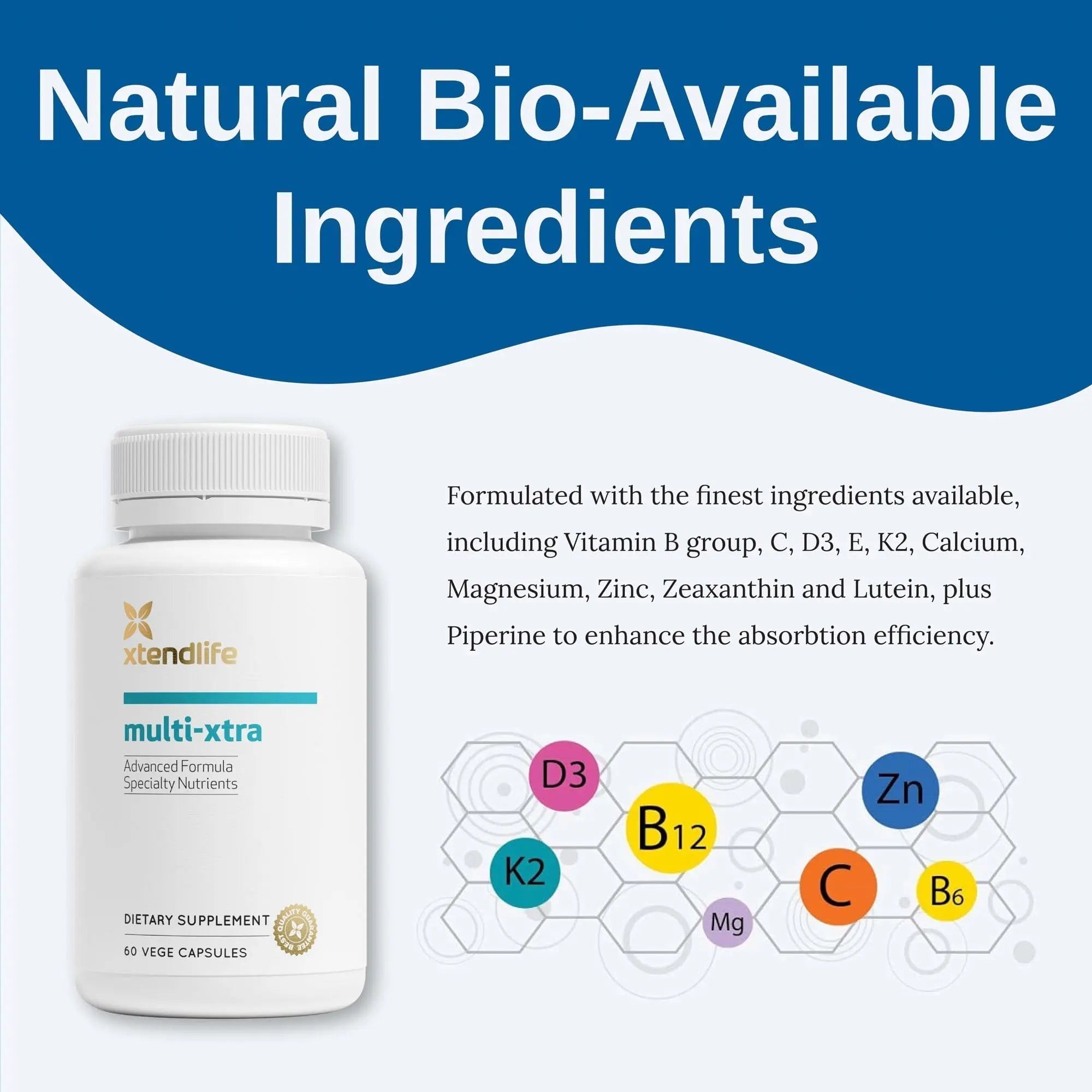 Xtendlife Multi-Xtra Multivitamin for Immune, Heart & Energy Support - 40+ Bioavailable Vitamins, Minerals, Antioxidants & Herbs Xtendlife uk supplements