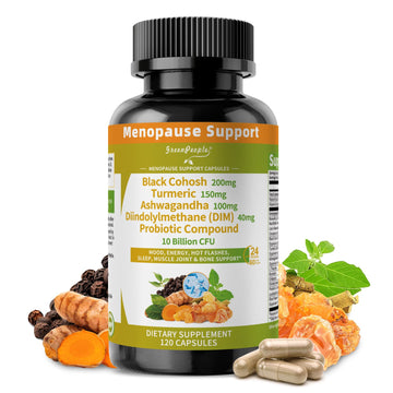 GREENPEOPLE Menopause Supplements for Women - Black Cohosh & Ashwagandha for Hot Flashes, Night Sweats, Mood Swings, Hormonal Balance Support,10 Billion CFU Probiotic - 120 Capsules Vegan Gluten-Free GREENPEOPLE uk supplements