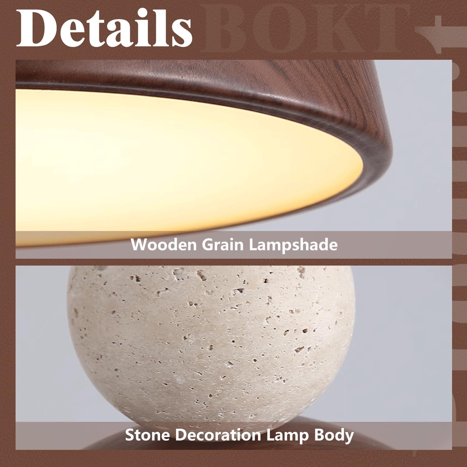 BOKT Wabi Sabi Pendant Light Nordic LED Ceiling Hanging Light Modern Natural Stone Pendant Light Adjustable Dimmable Walnut Mini Chandelier for Dining Room Living Room BOKT uk supplements