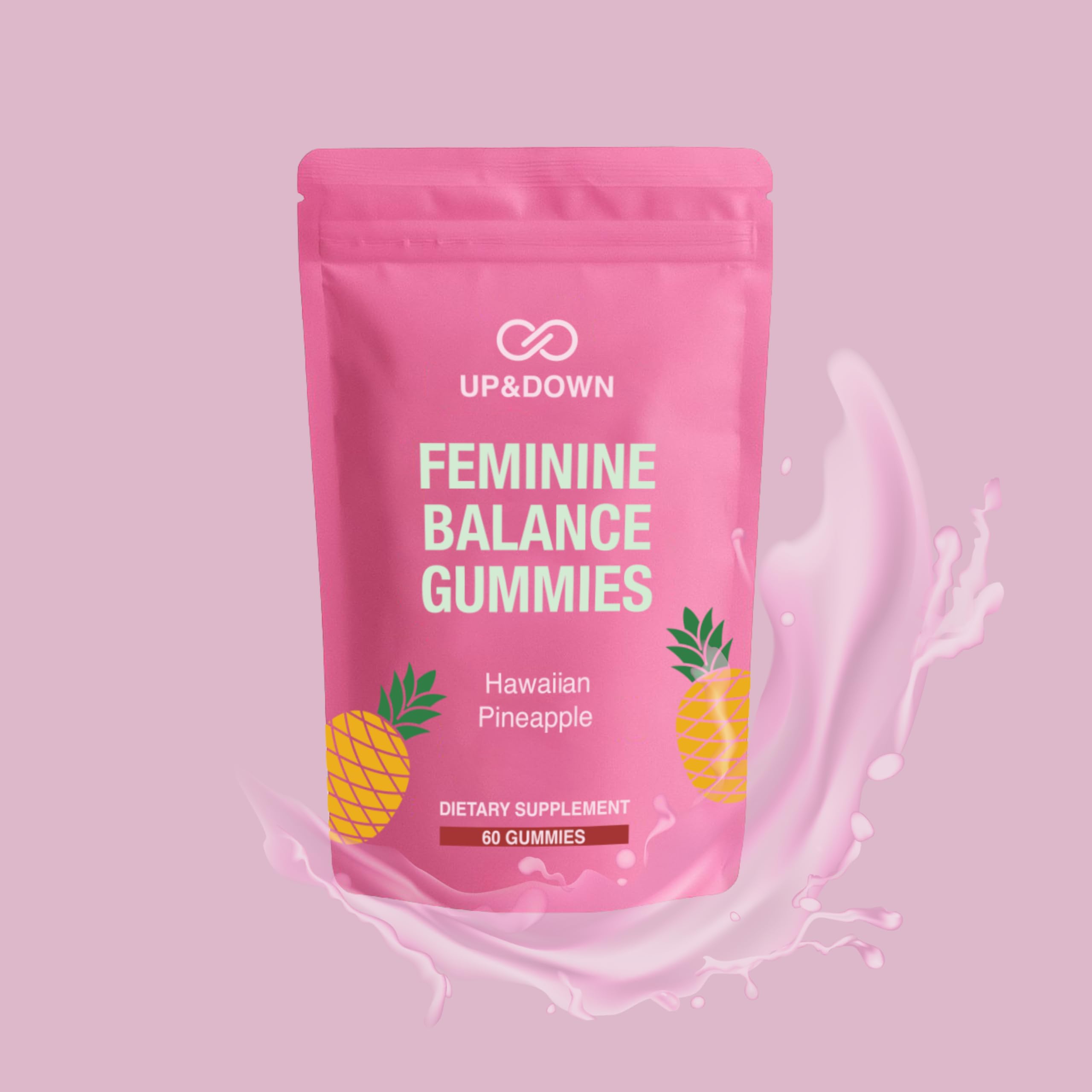 Up&Down Supplements Premium Feminine Balance Gummies for Women | PMS Relief, Mood & Cycle Support | Pineapple + Vitamin C | Ashwagandha & Chasteberry | Vegan, Non-GMO, Gluten Free | 60 Gummies Up&Down Supplements uk supplements