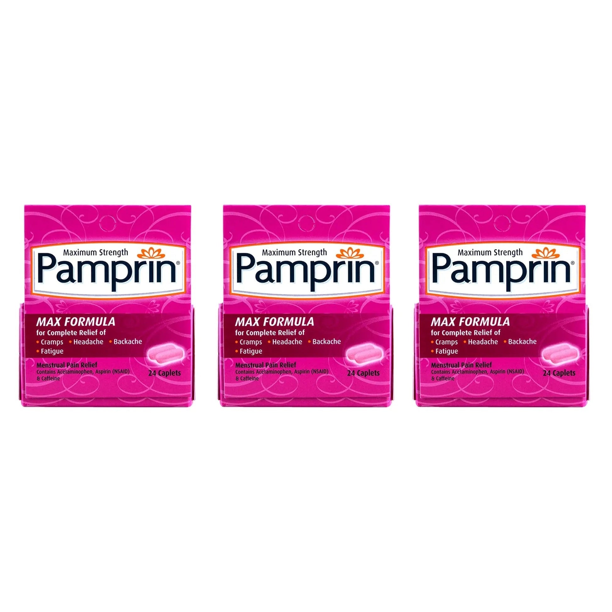 Pamprin Maximum Strength Formula, 24 Caplets (Pack of 3) Pamprin uk supplements