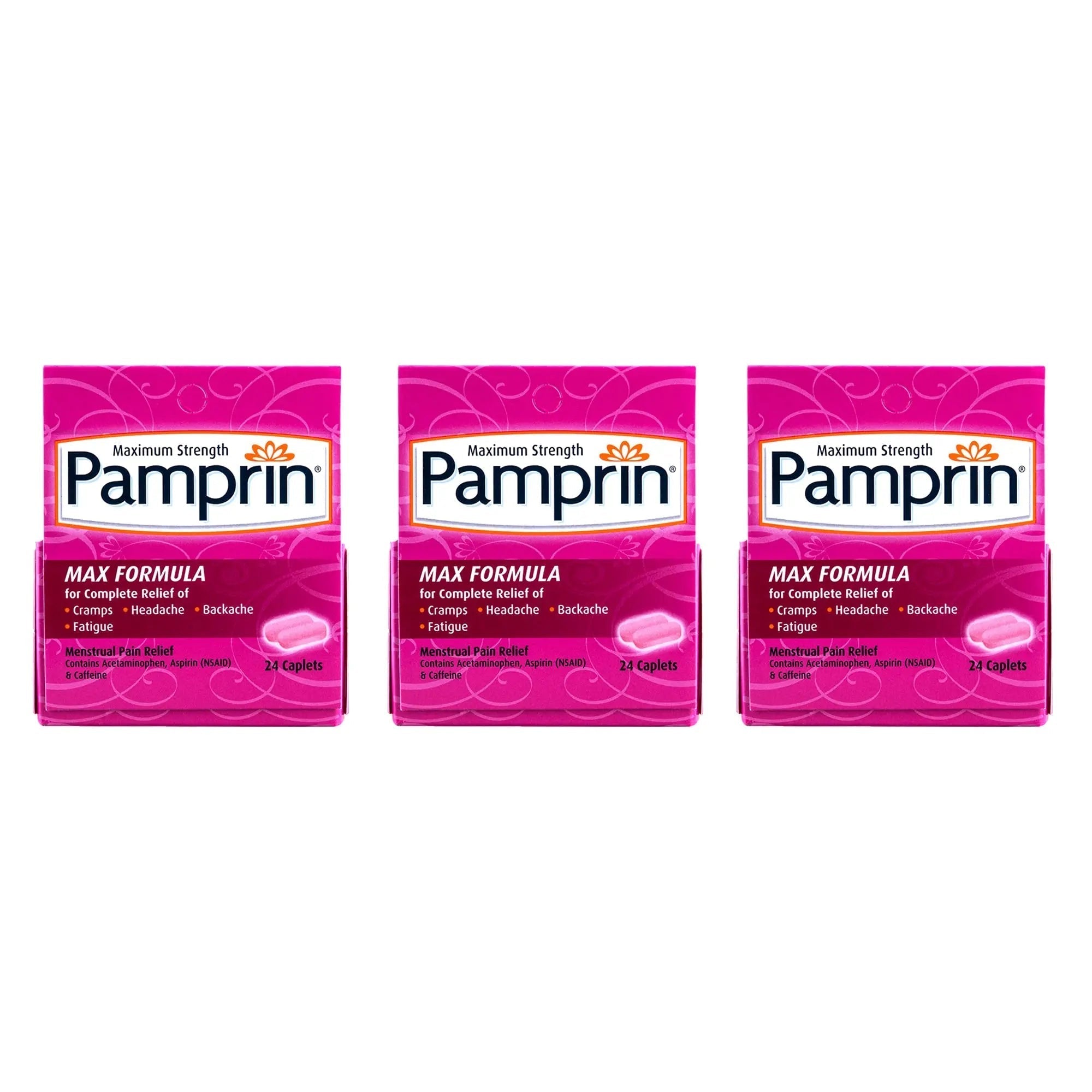 Pamprin Maximum Strength Formula, 24 Caplets (Pack of 3) Pamprin uk supplements